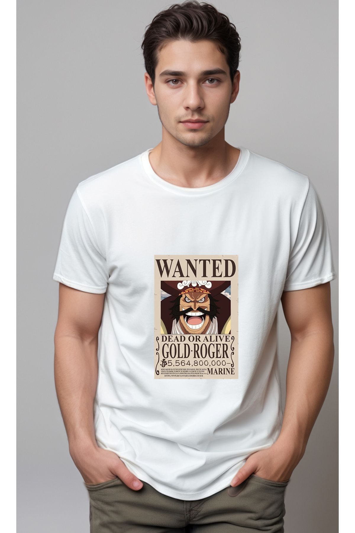 petite pati One Piece Wanted Gol D Roger Baskılı Unisex Tshirt
