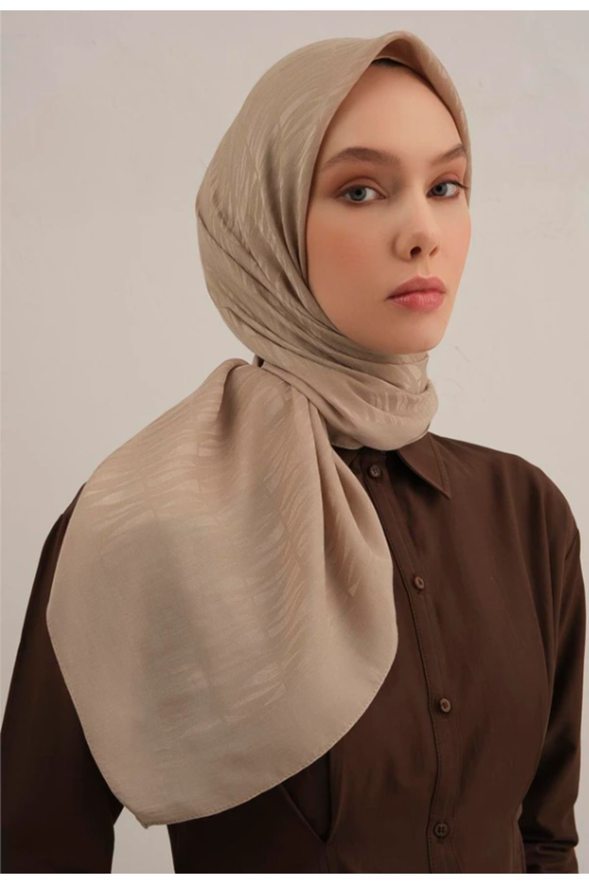 Armine Lyocell Eşarp 3-07 Vizon Desenli 47345