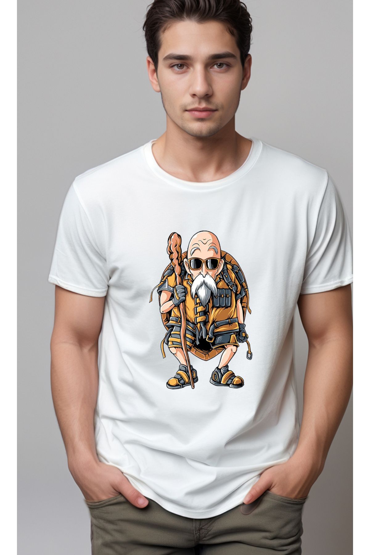 petite pati Dragon Ball Master Roshi Baskılı Unisex Tshirt
