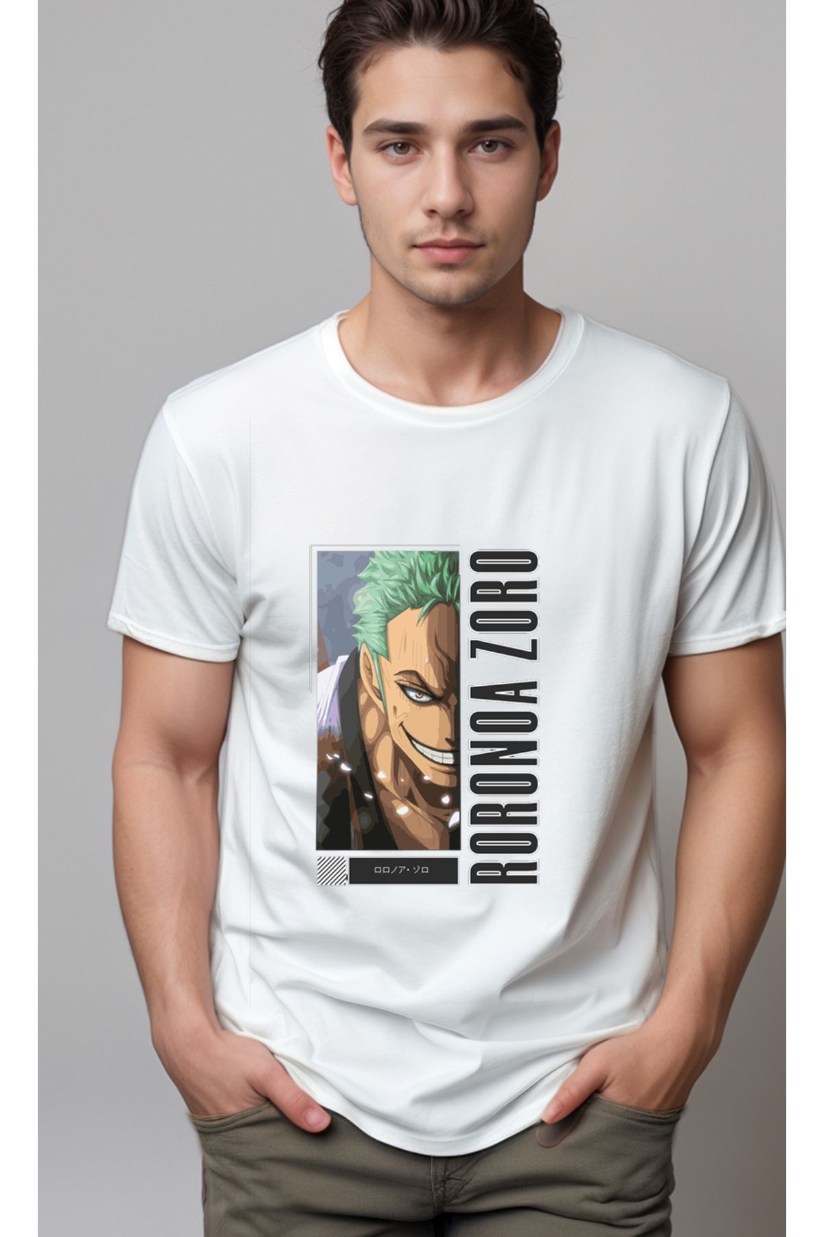 petite pati One Piece Zoro Baskılı Unisex Tshirt