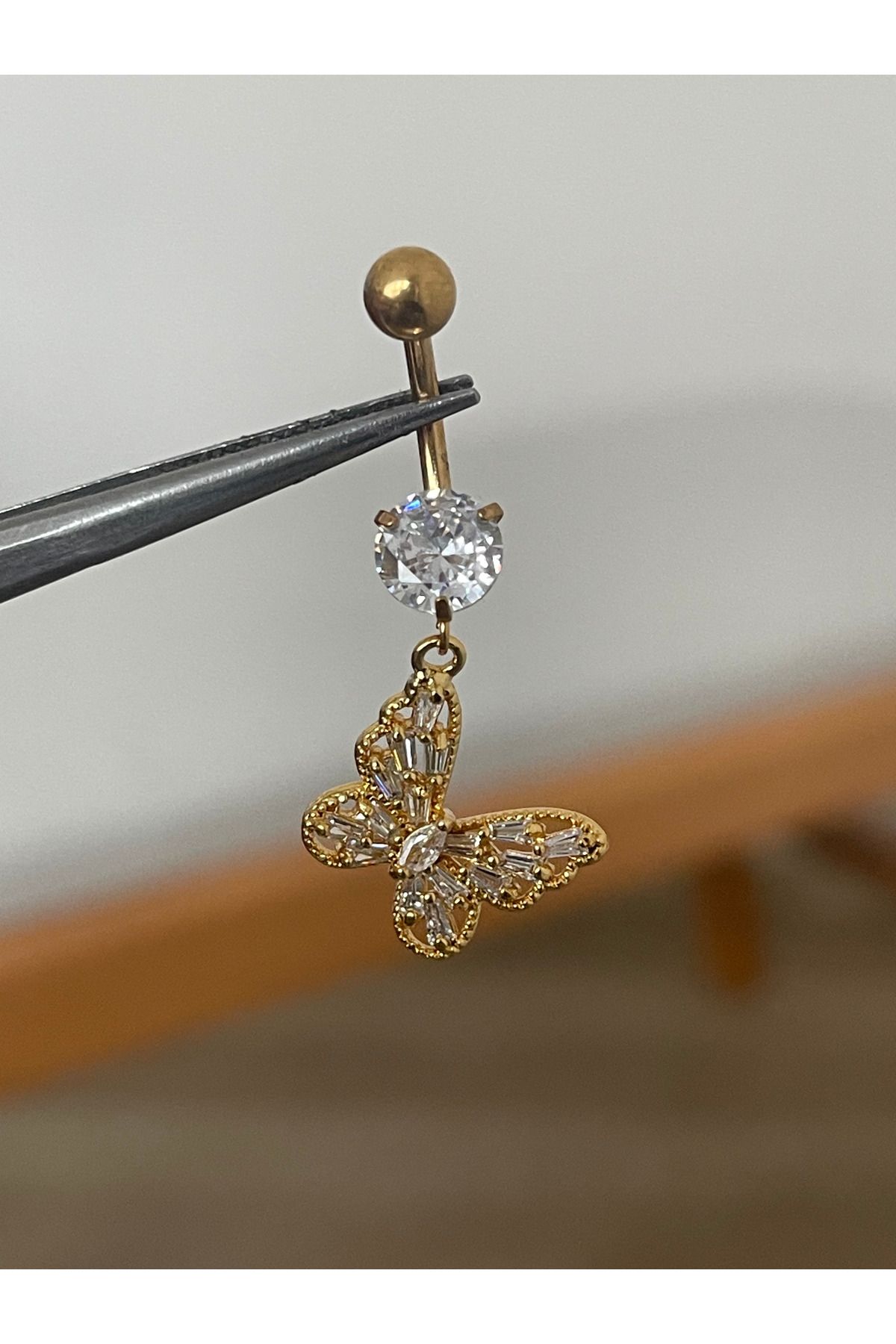 Rupen Kraft 316 L Cerrahi Çelik Sallantılı Kelebek Detaylı Göbek Piercingi
