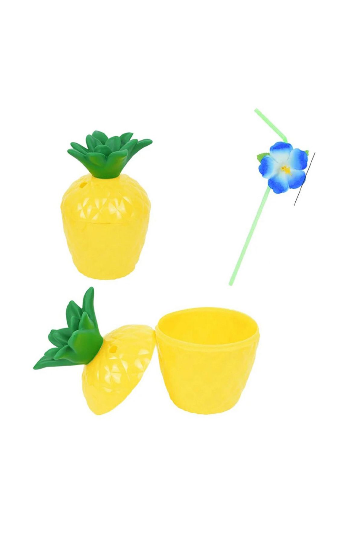 Skygo Ananas Hawaii Luau Aloha Pipetli İçecek Kabı Bardak 10x13 cm 1 Adet