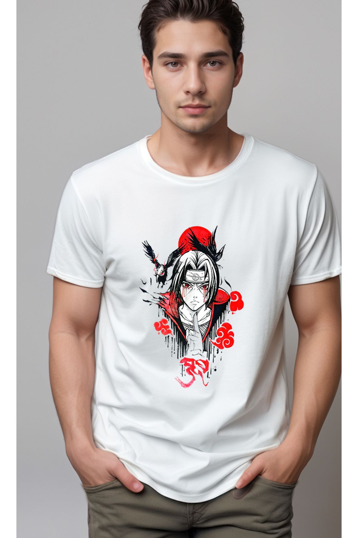 petite pati Naruto Itachi Baskılı Unisex Tshirt