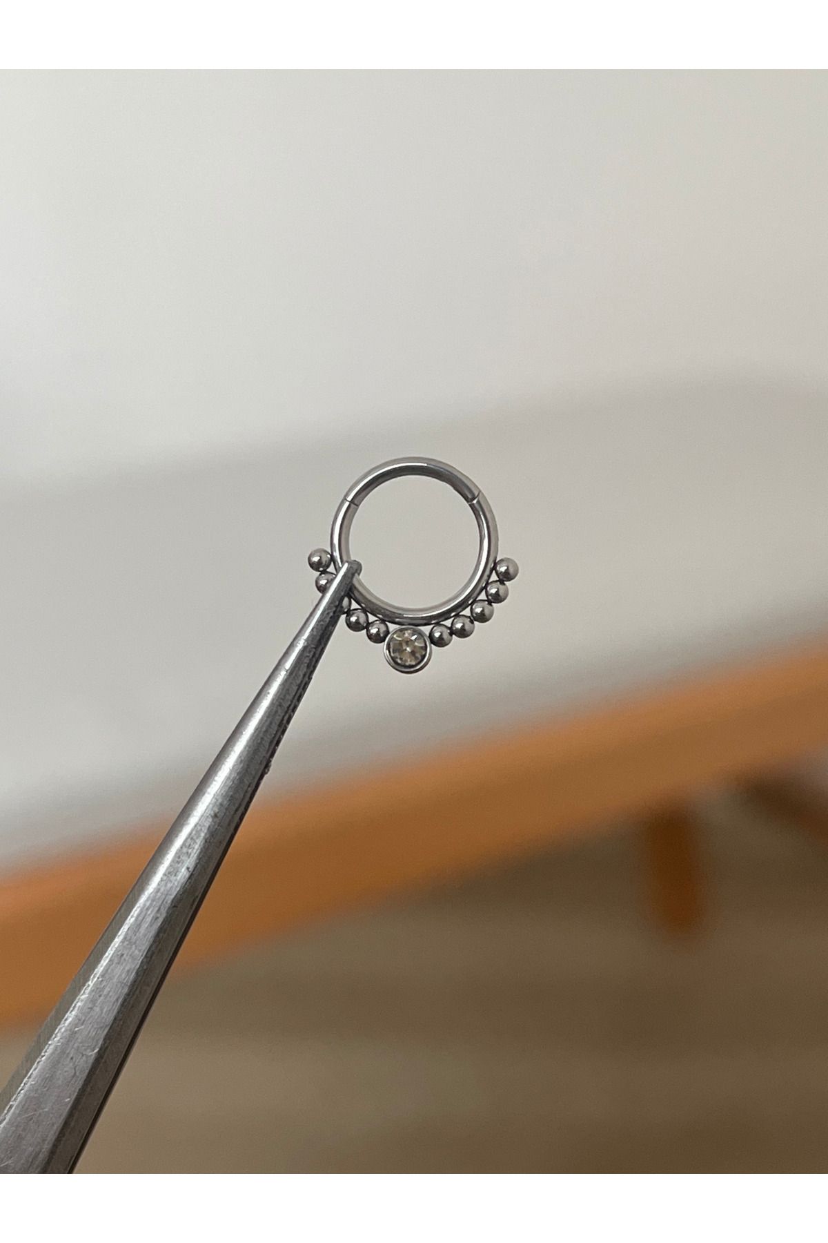 Rupen Kraft 316 L Cerrahi Çelik Zirkon Taş Detaylı Halka Kıkırdak Helix Tragus Piercingi