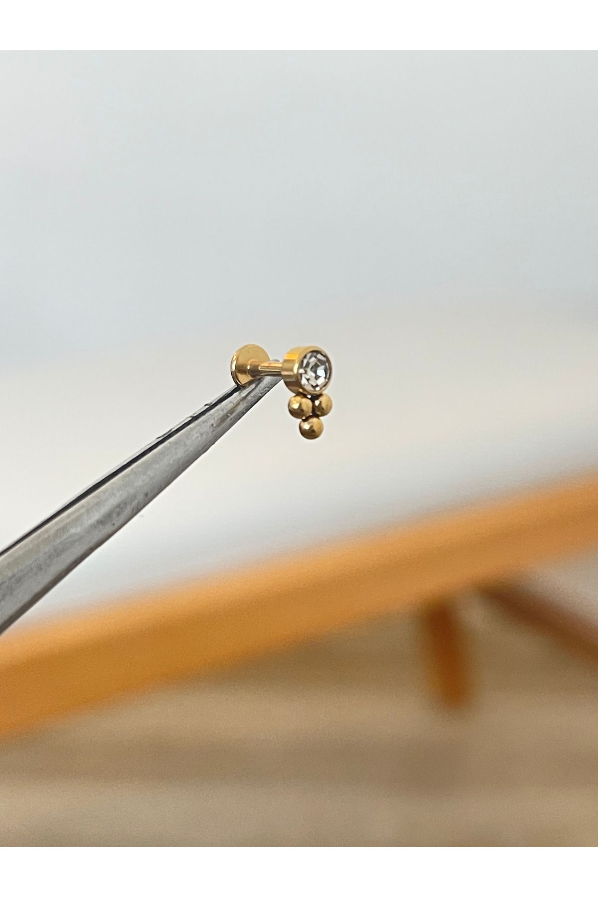 Rupen Kraft 316 L Cerrahi Çelik Zirkon Taşlı Conch Kıkırdak Helix Dudak Tragus Piercingi