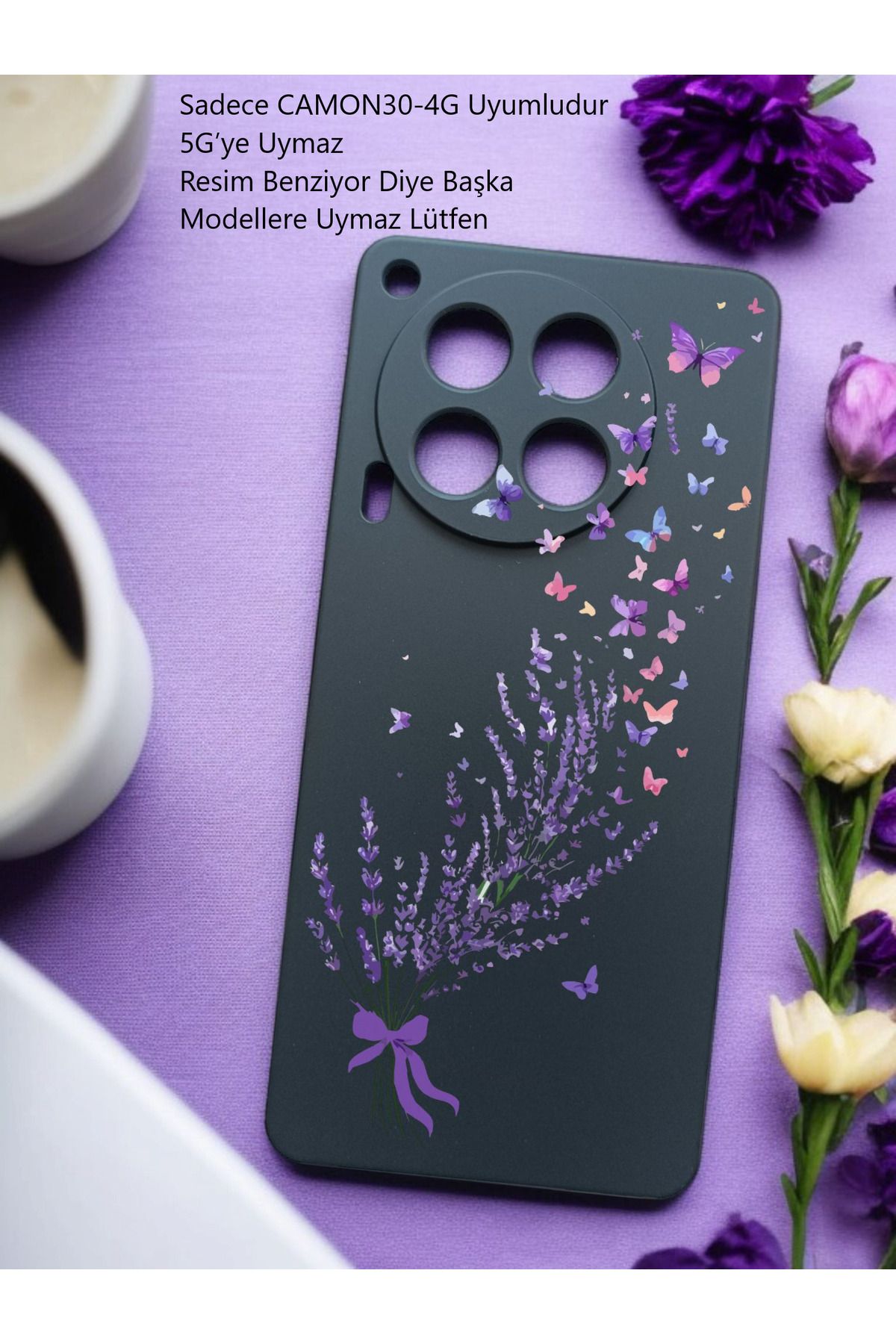 Kılıforyum Tecno Camon 30 4G Kılıf İçi Kadife Baskılı Kılıf 5G ye Uymaz