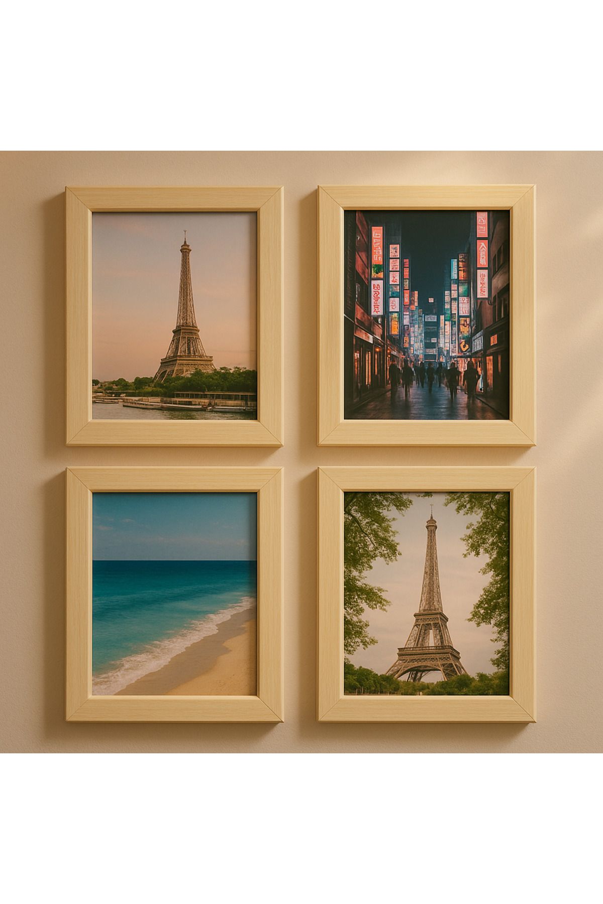 Flaneur 4 adet 15x21 Ahşap Fotoğraf Naturel Çerçeve