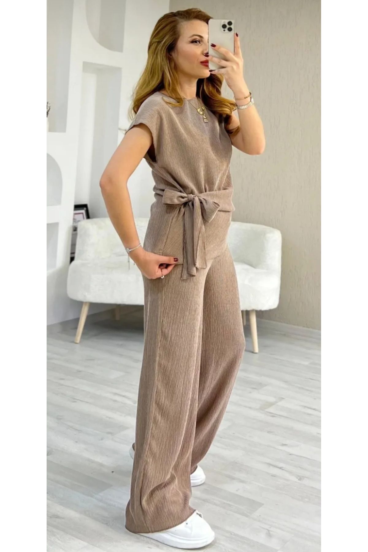 lilyum Bağlama detaylı bluz pantolon