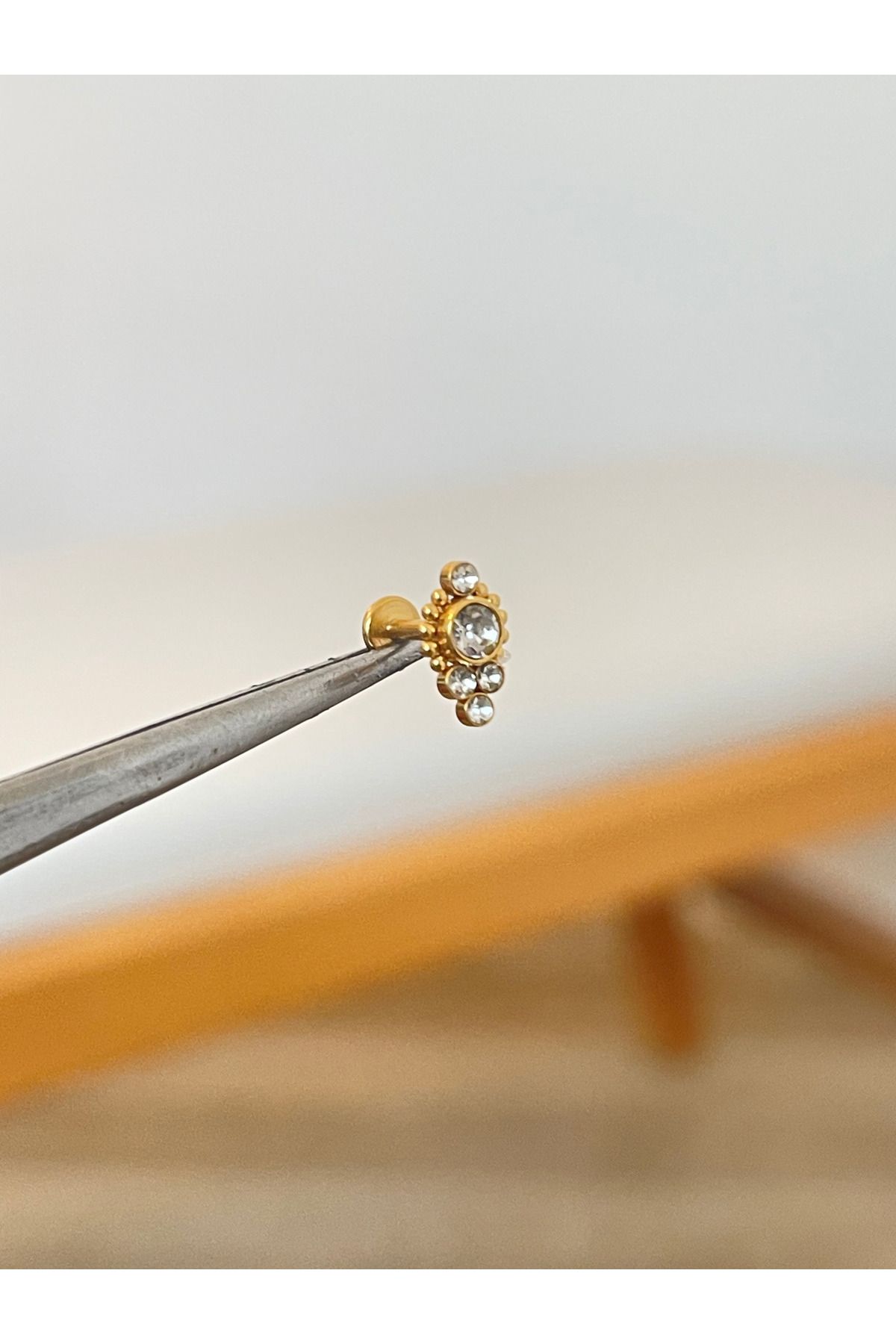 Rupen Kraft 316 L Cerrahi Çelik Zirkon Taşlı Conch Kıkırdak Helix Dudak Tragus Piercingi