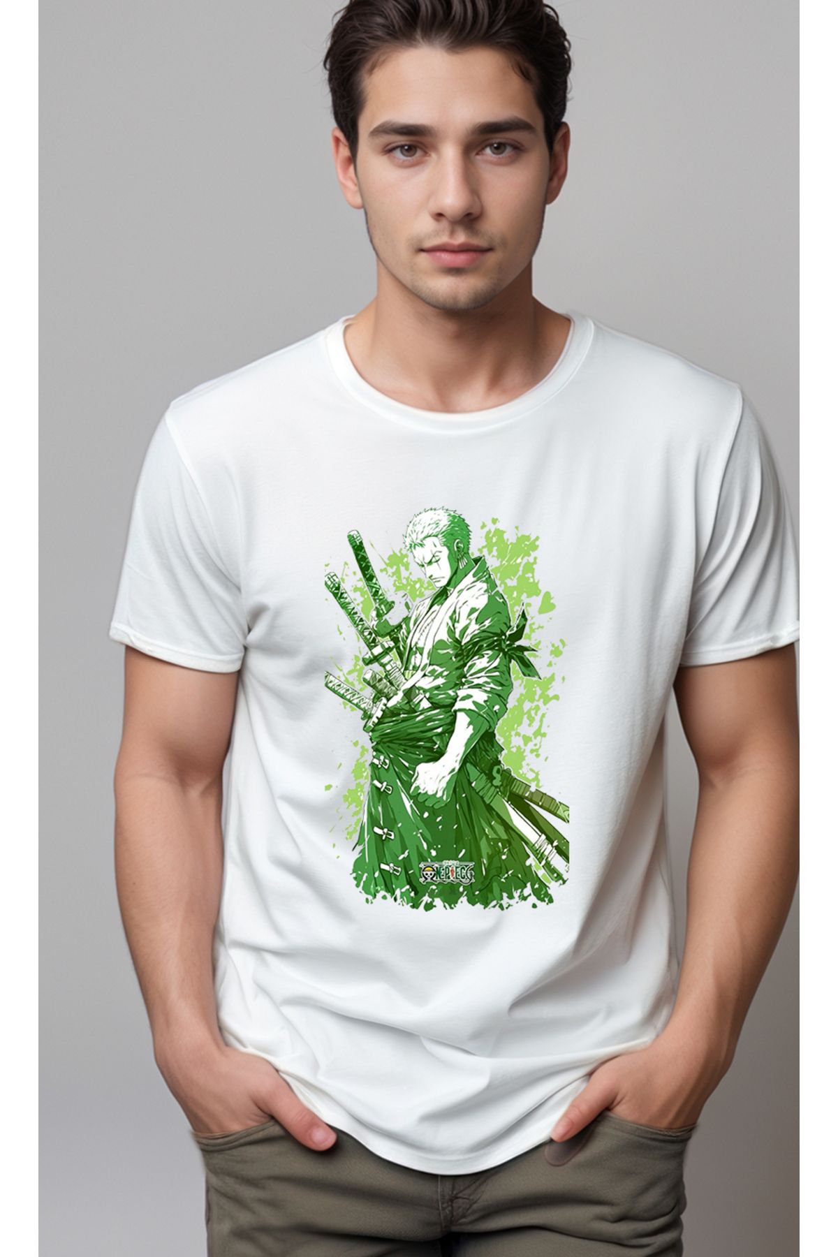 petite pati One Piece Zoro Baskılı Unisex Tshirt