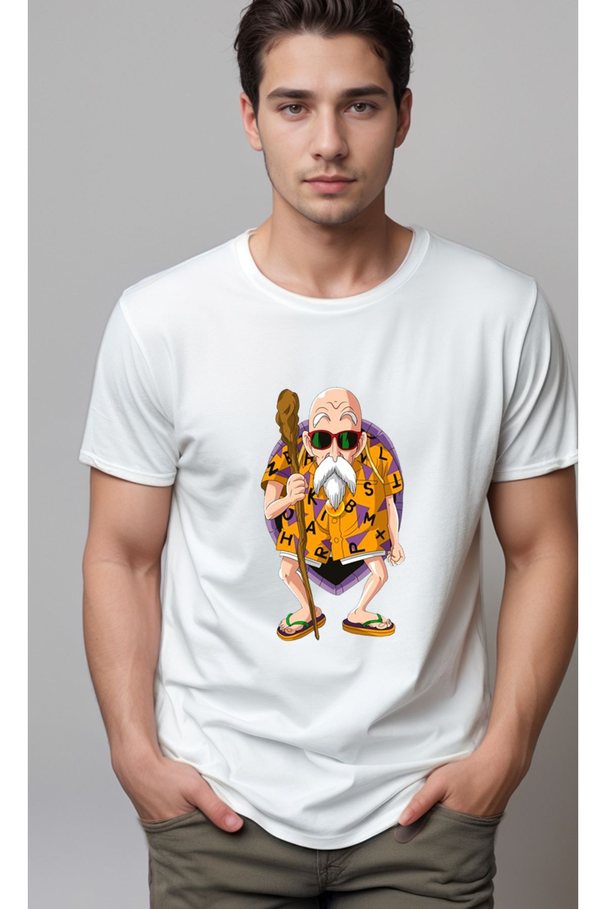 petite pati Dragon Ball Master Roshi Baskılı Unisex Tshirt