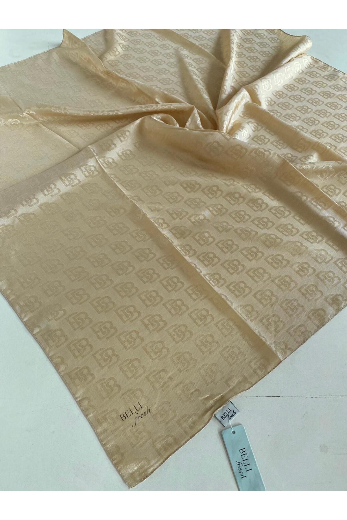 Belli Fresh Monogram Jakarlı Eşarp 1-58 Açık Sarı Desenli
