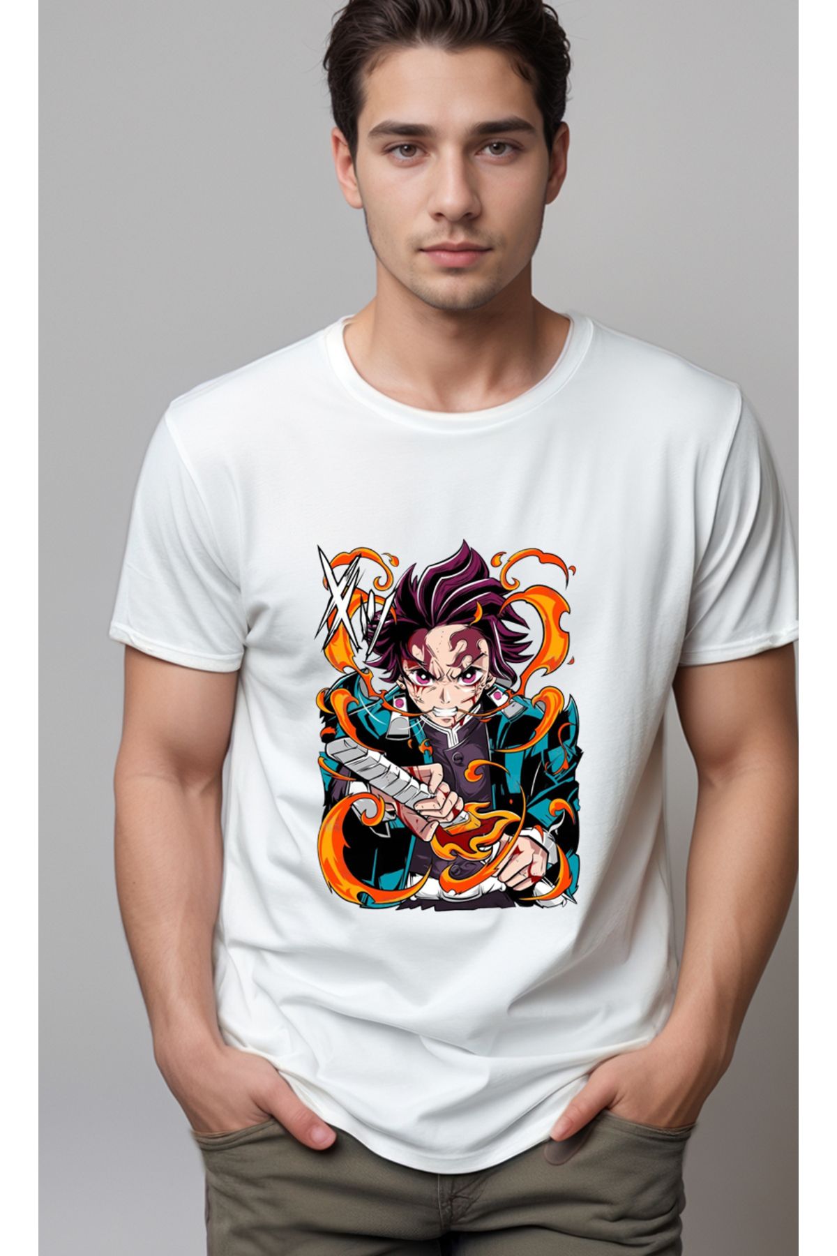 petite pati Demon Slayer Tanjiro Baskılı Unisex Tshirt