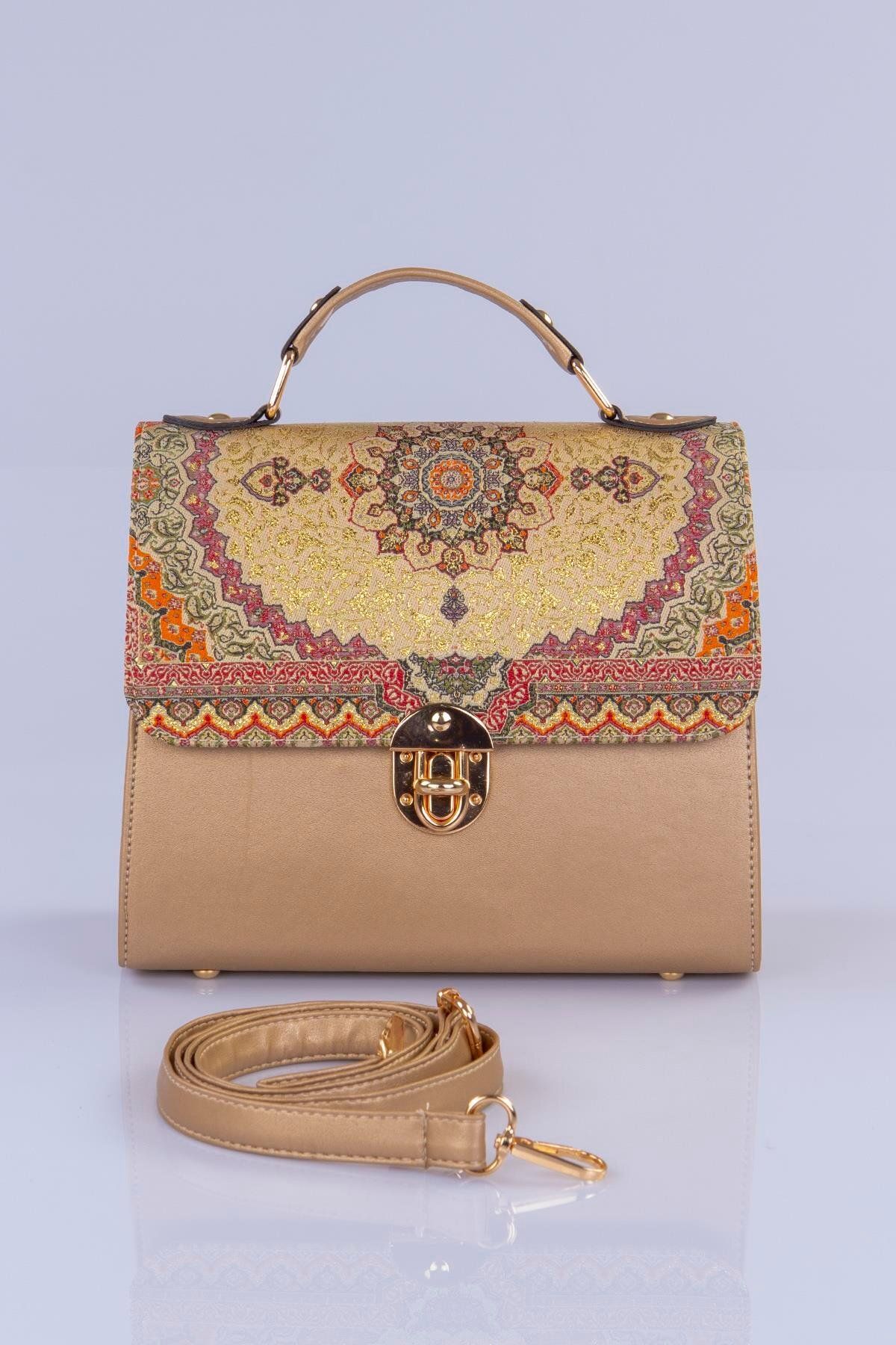 MODA Etnik Bohem Desenli Dokuma Kadın Omuz Ve El Çantası