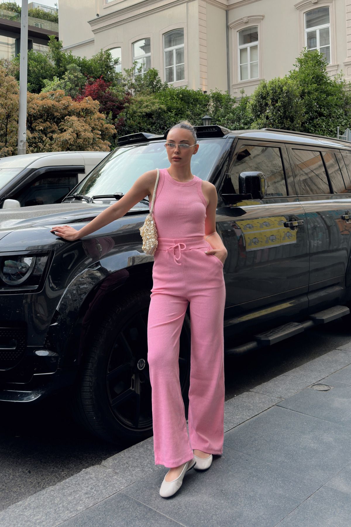 Siner Fashion Kadın Halter Yaka Atlet Bol Paça Pantolon Takım