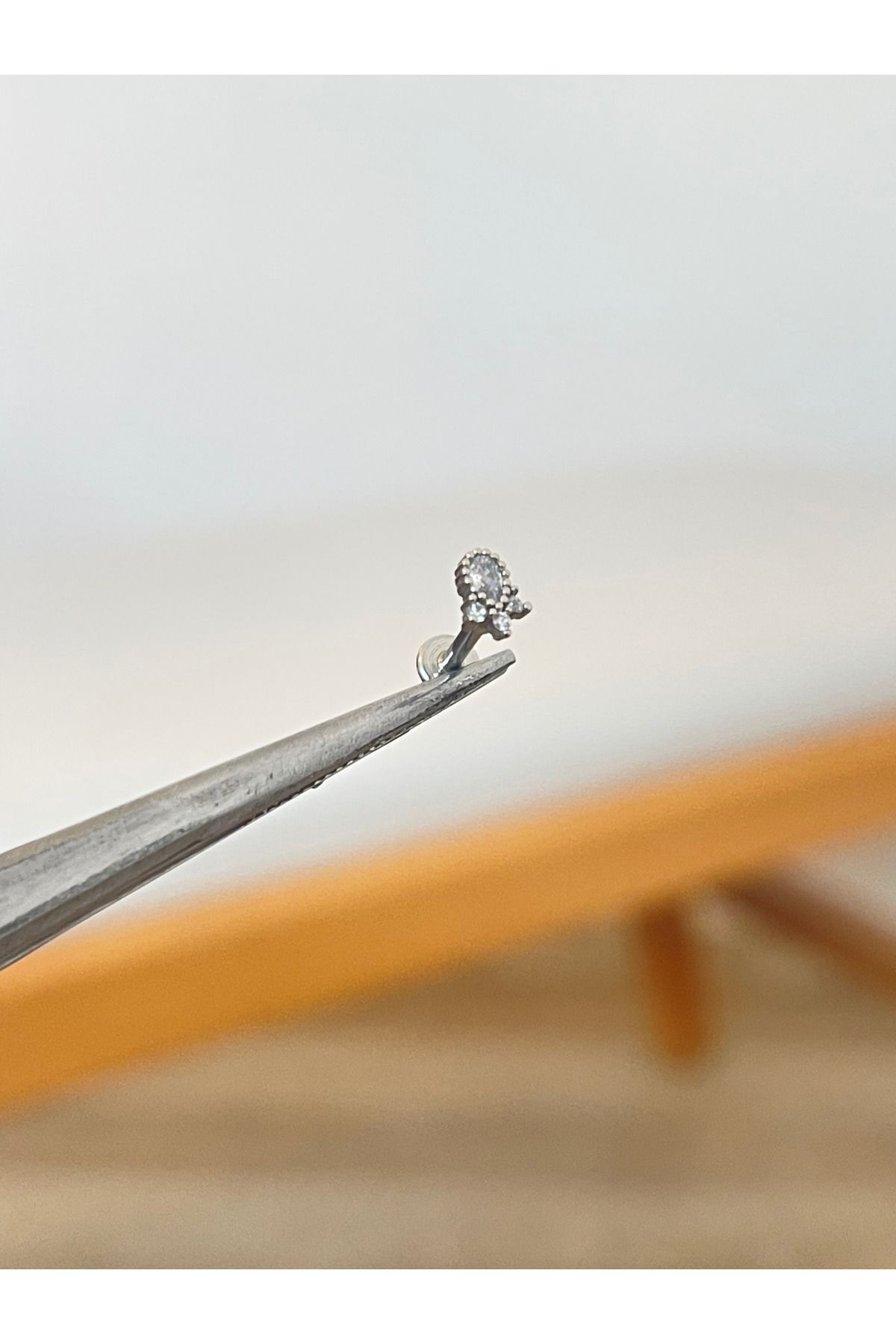 Rupen Kraft 316 L Cerrahi Çelik Taç Modeli Zirkon Taşlı Kıkırdak helix Dudak Tragus Piercingi