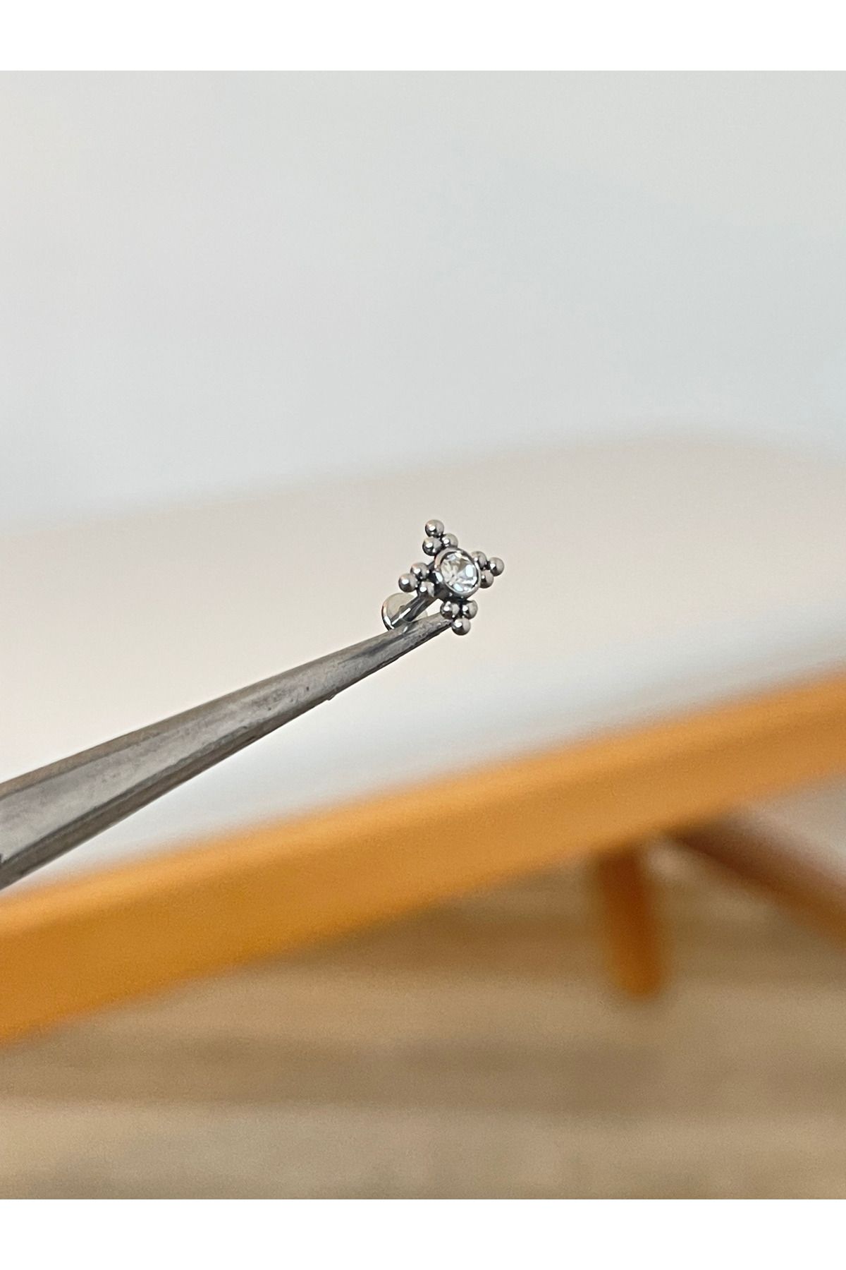 Rupen Kraft 316 L Cerrahş Çelik Zirkon Tek Taşlı Helix Kıkırdak Tragus Dudak Piercingi