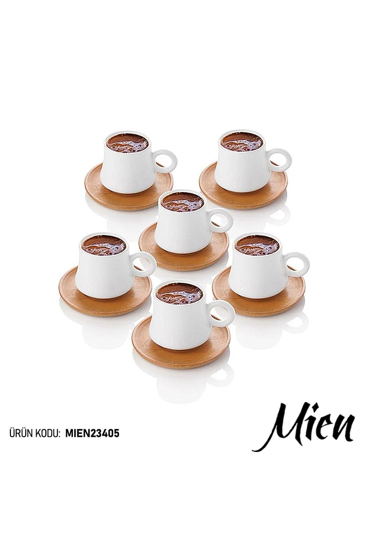 Home Mien Bambu Tabaklı 6 Kişilik Türk Kahve Fincan Takımı 100 cc