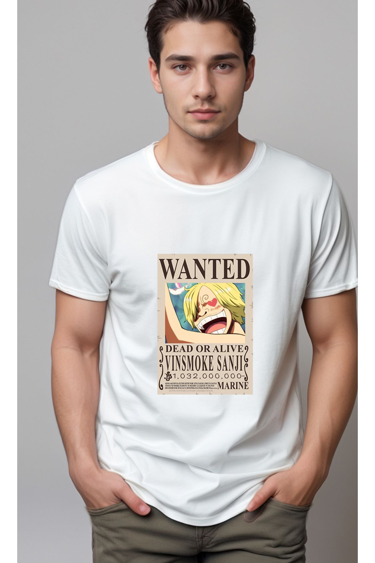 petite pati One Piece Wanted Sanji Baskılı Unisex Tshirt