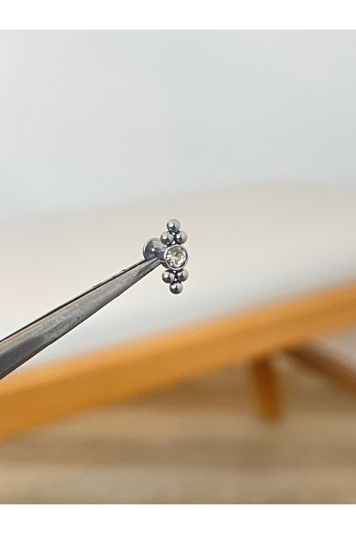 Rupen Kraft 316 L Cerrahi Çelik Zirkon Taşlı Conch Kıkırdak Helix Dudak Tragus Piercingi