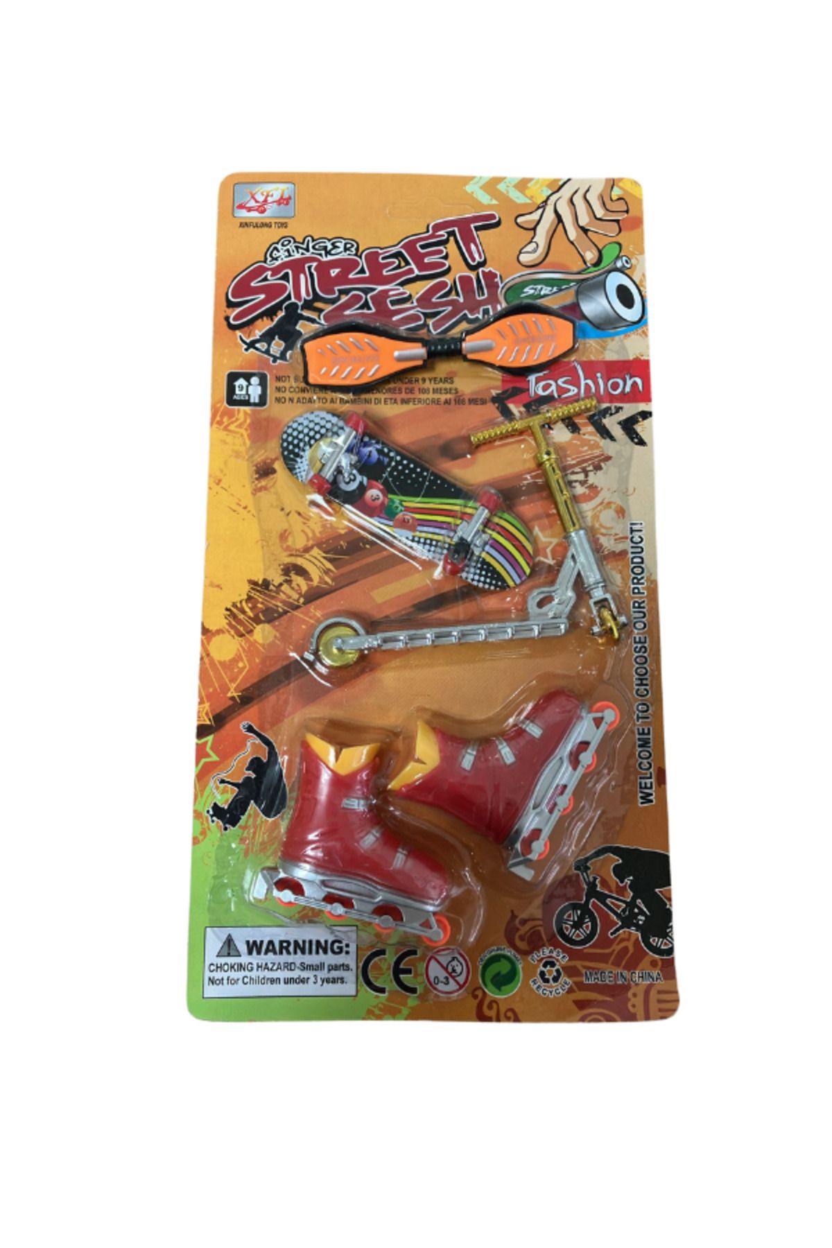 BalonKasaba Oyuncak Parmak Kay Kay Paten ve Scooter'lı Toplam 5 Parça Parmak Kaykay