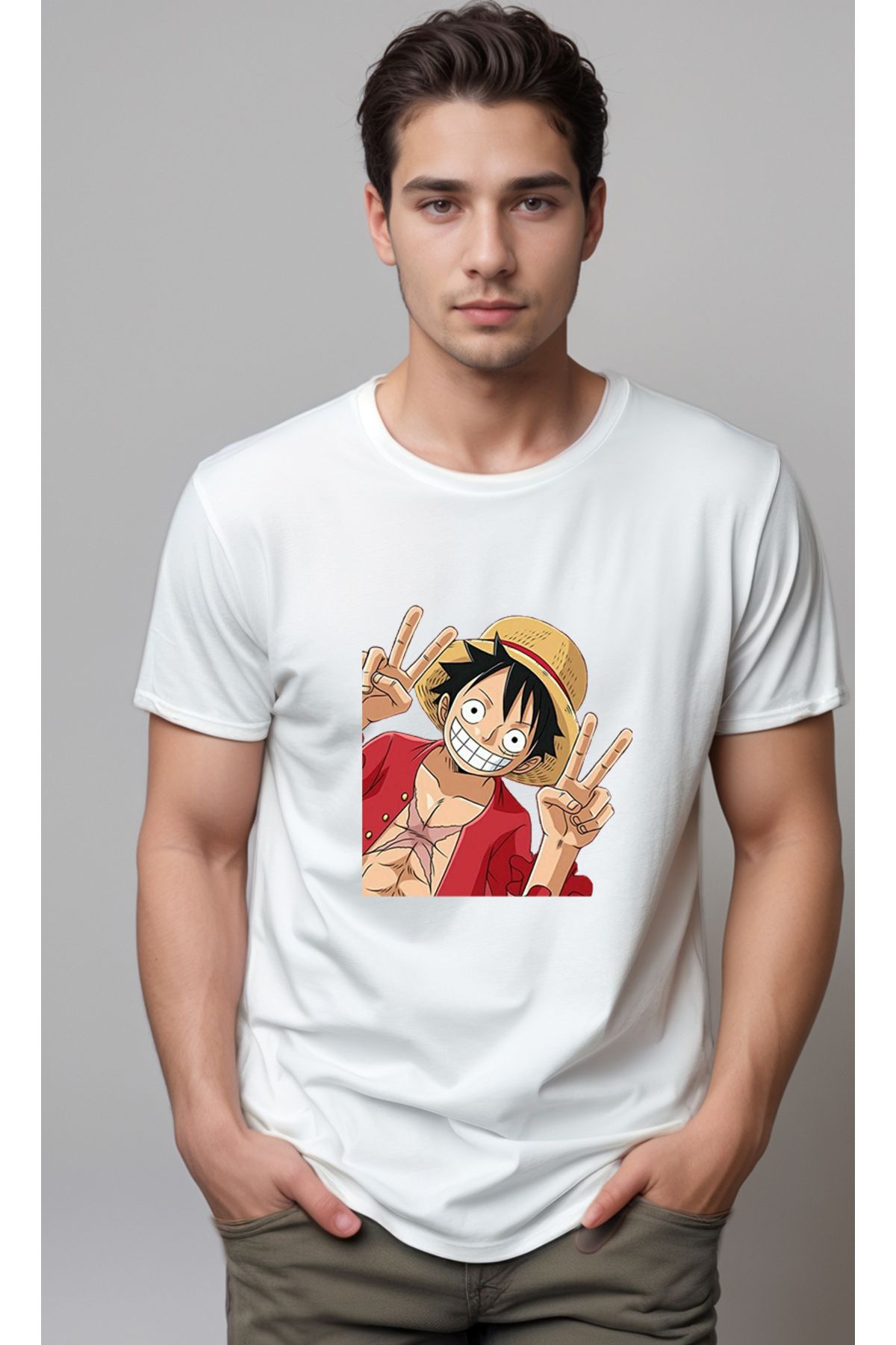 petite pati One Piece Luffy Baskılı Unisex Tshirt