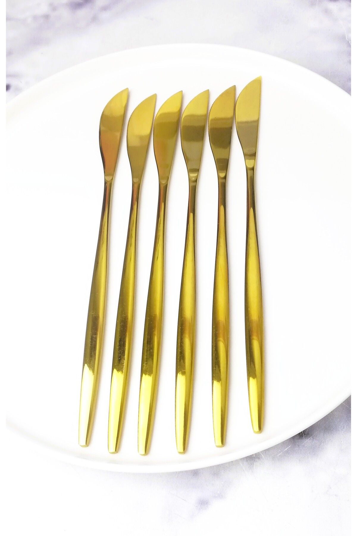 BRE HOME Modern Tasarım Gold Renk Paslanmaz Çelik 6 Parça Lüx Bıçak Seti