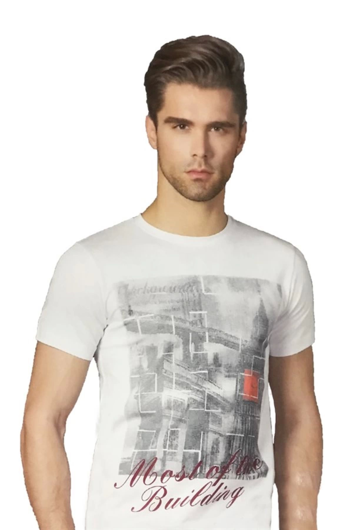 Moda Şahsenem Berrak Erkek Köprü Baskılı T-shirt 1047