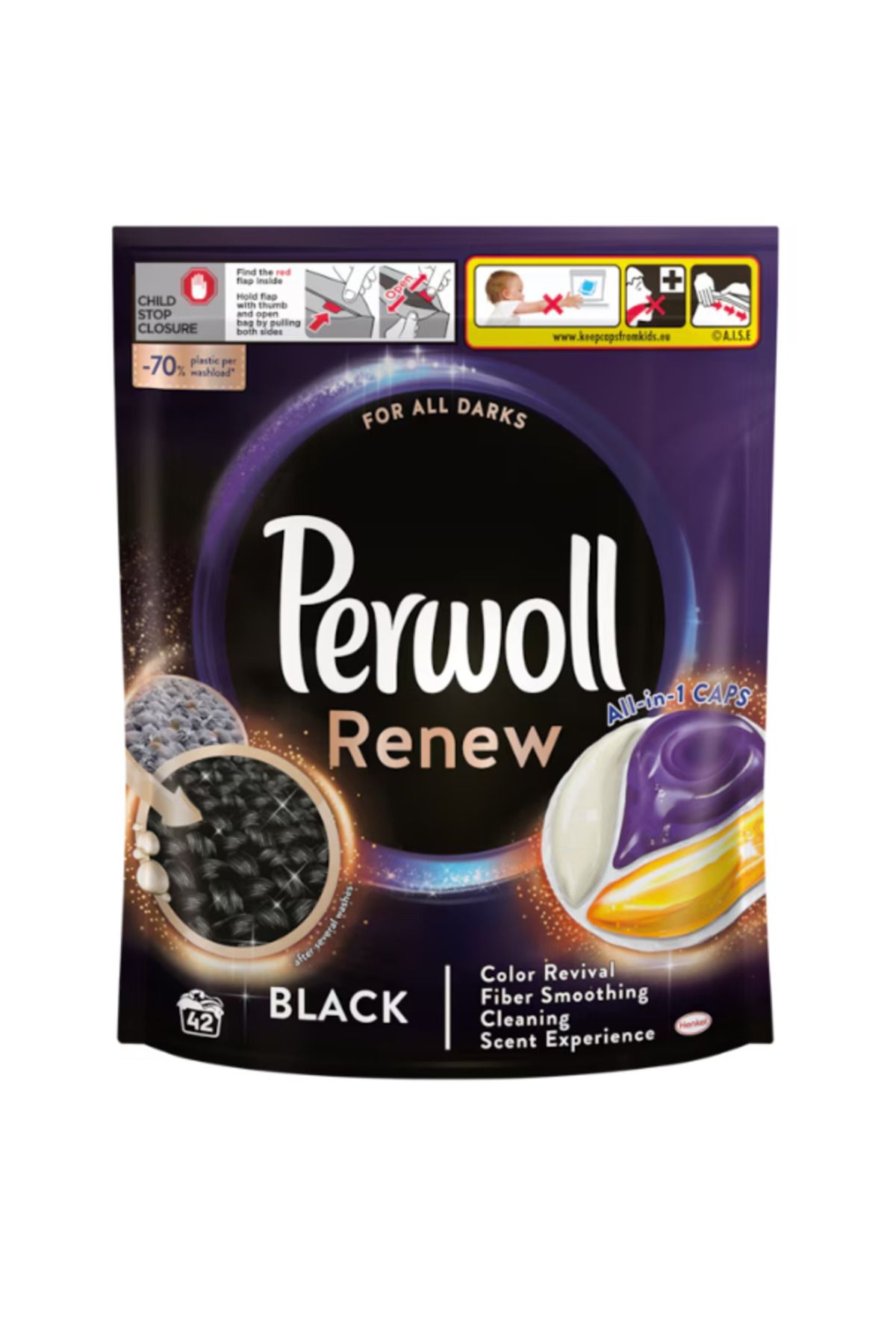 Perwoll Detergent De Rufe Capsule Perwoll Renew Black, 42 Spalari - One Size