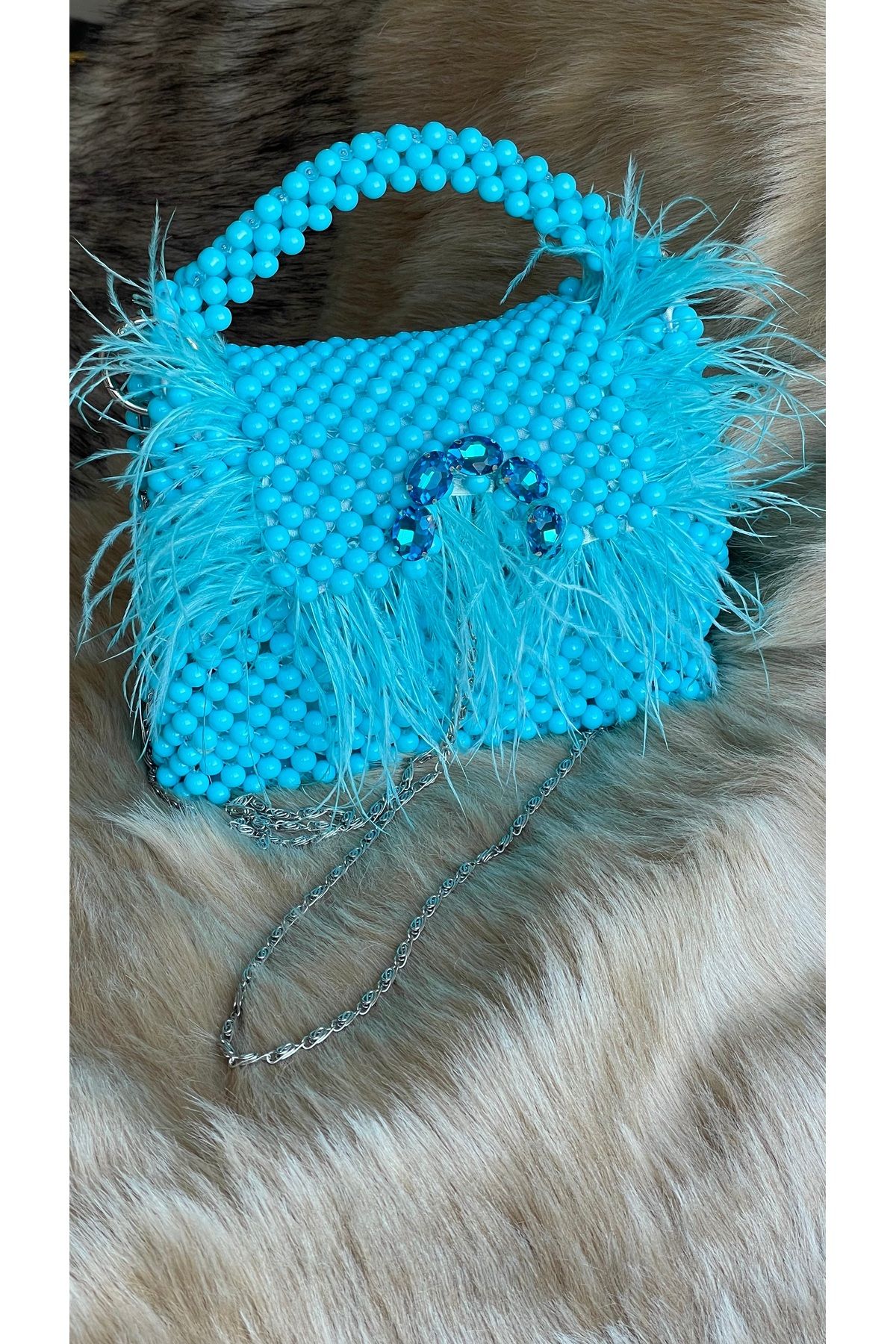 MODA Mavi tüylü çanta