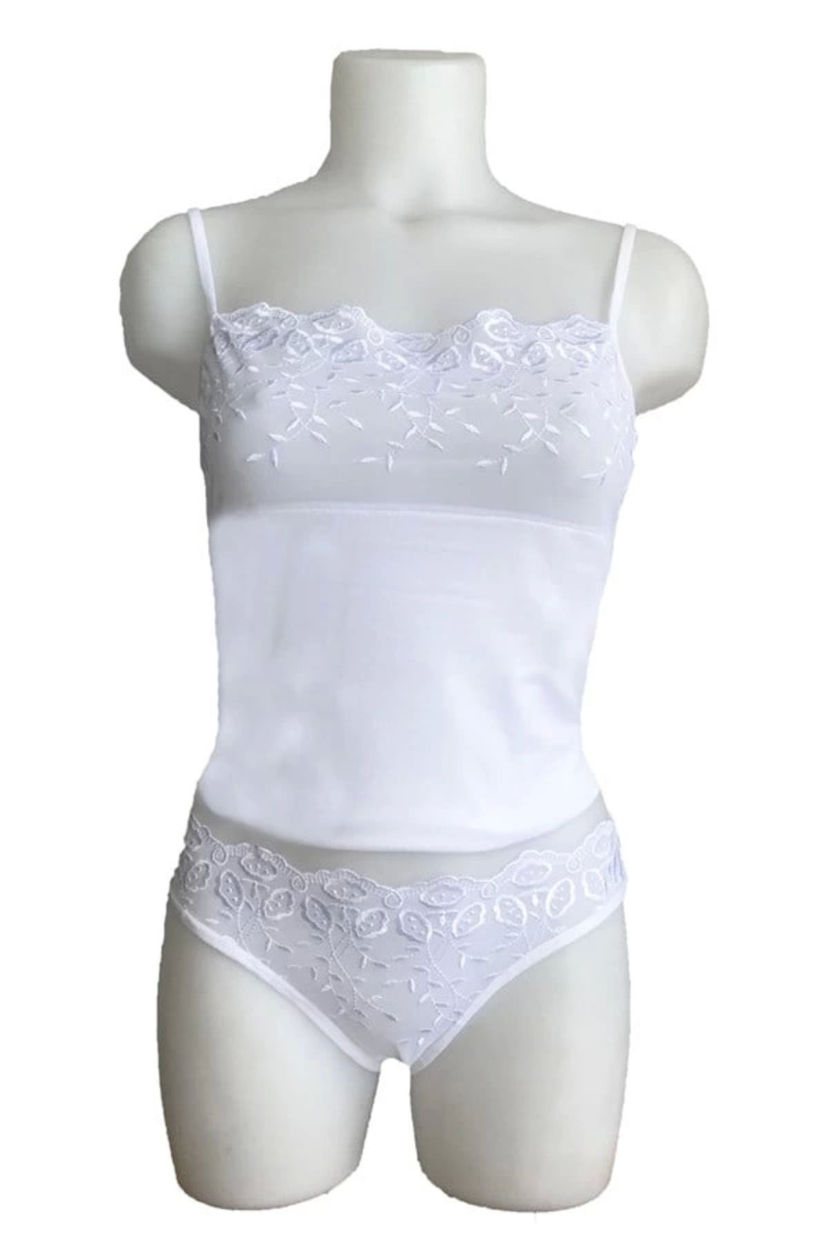 Moda Şahsenem Berrak Brodeli İp Askılı Bikini Takım 2112