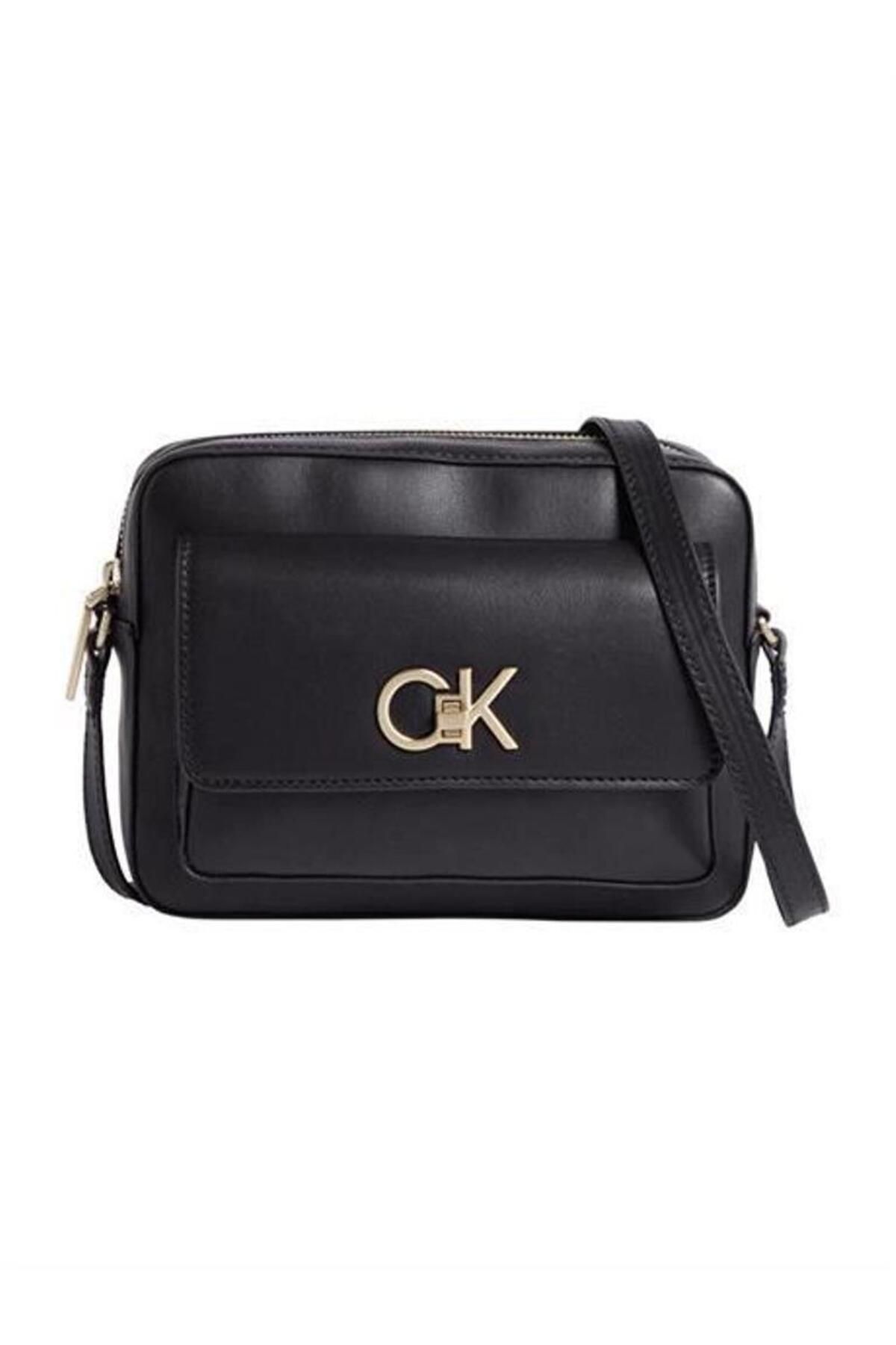 Calvin Klein Kadın Deri Marka Logolu Fermuarlı Günlük Kullanım Siyah Omuz Çantası ZW0ZW02643