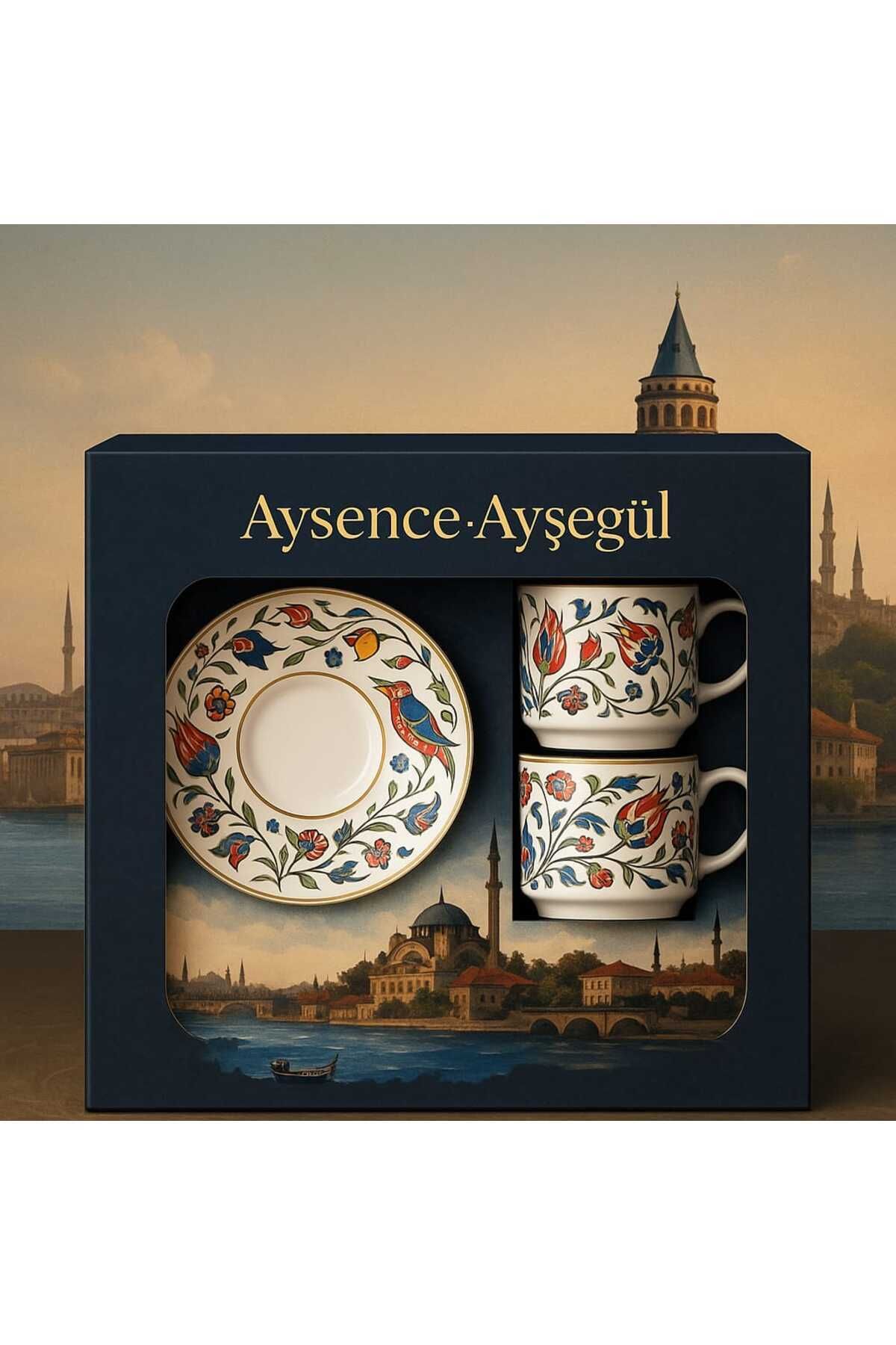 MODA Aysence.Ayşegül Özel Desenli İstanbul Temalı İkili Fincan Takımı