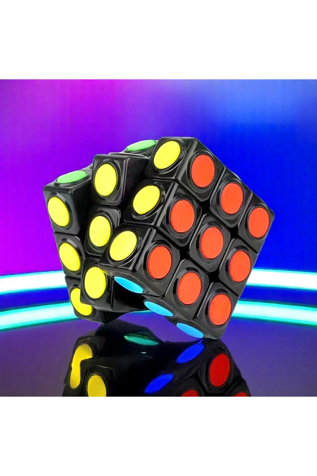 Kuzey FOSFORLU 3X3 MAGIC CUBE 3X3 ZEKA KÜPÜ 3X3 YENİ NESİL AKIL OYUNLARI YUVARLAK DESENLİ