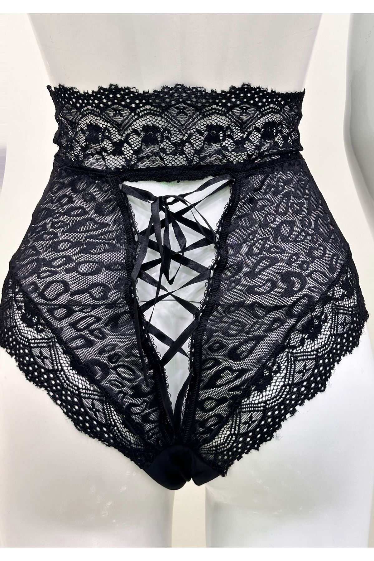Moda Şahsenem Siyah Dantelli Yüksek Bel Külot Venüs-k1013
