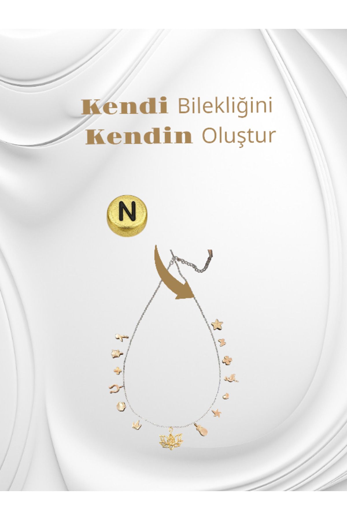 Accessories Kendi Bilekliğini Kendin Oluştur - N Harfi Boncuk