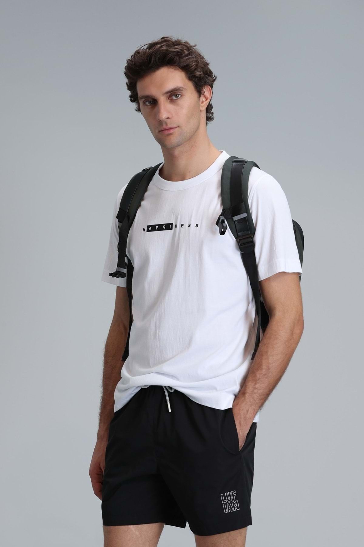 Lufian 111020206 Kane Modern Grafik T- Shirt Erkek T-Shirt BEYAZ