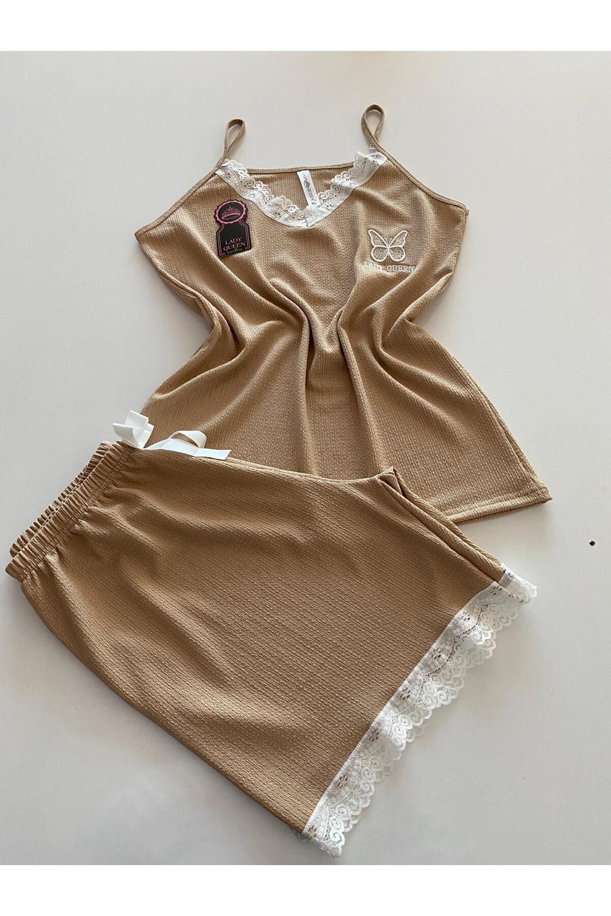 Lady Queen bürümcük şortlu pijama takımı