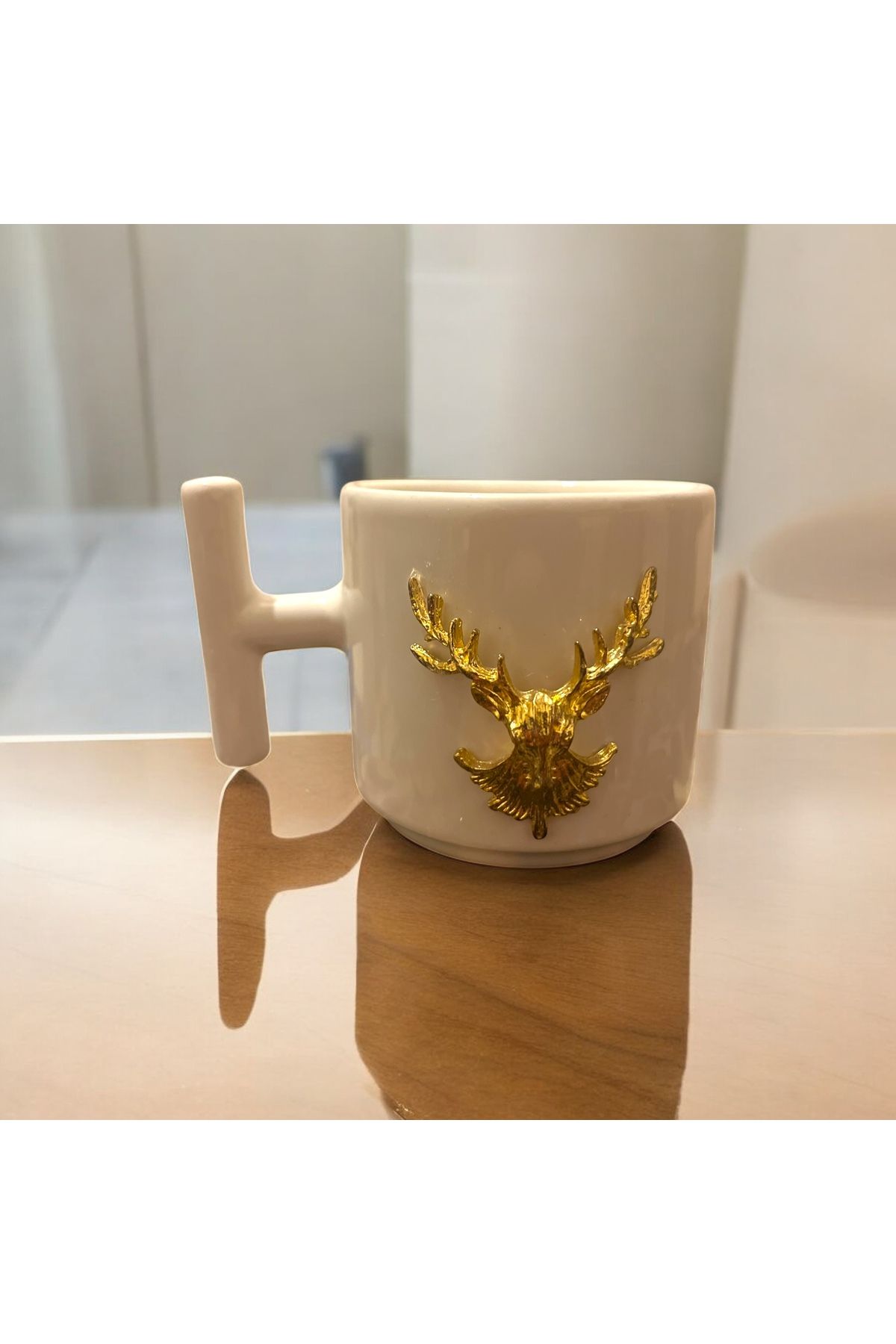 Giftorium Group T Kulplu Geyik Motifli Kupa Bardak Mug 200 Ml