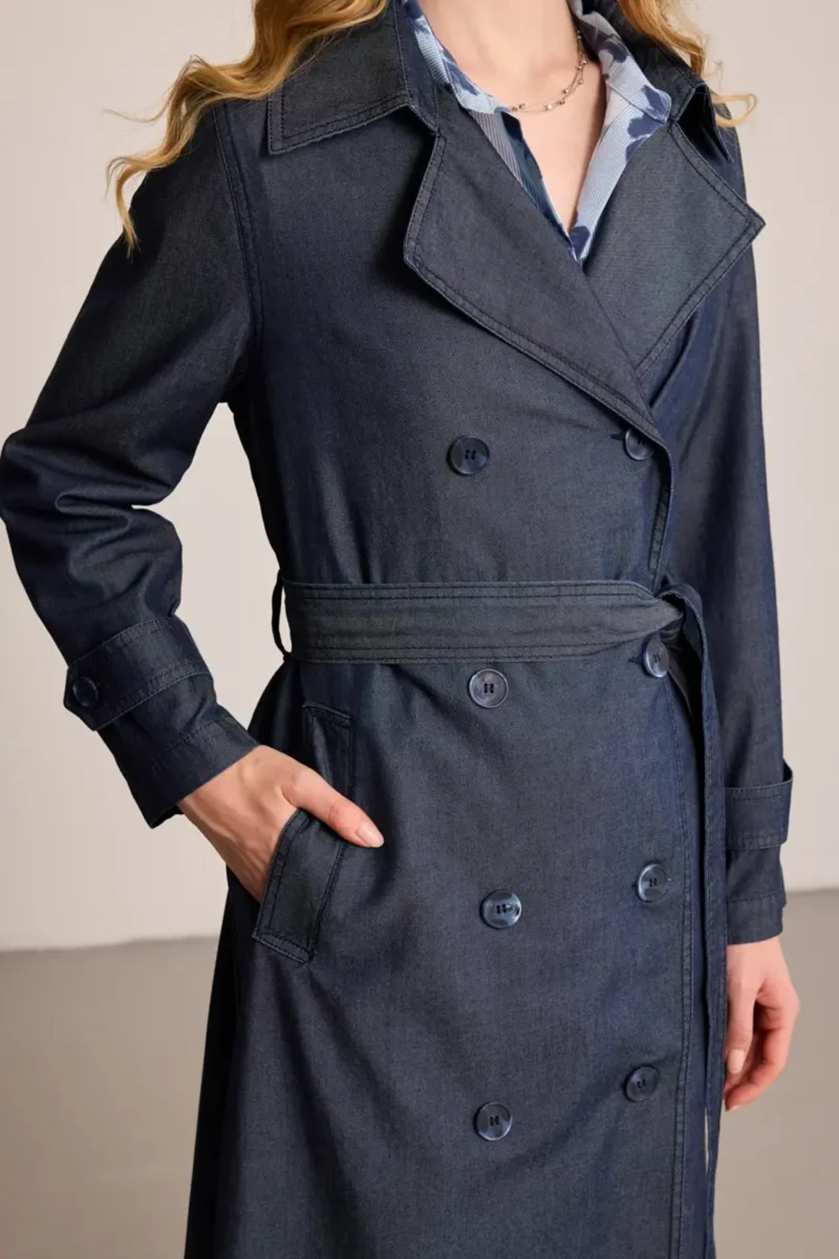 Gusto Denim Trençkot - Mavi görsel 2