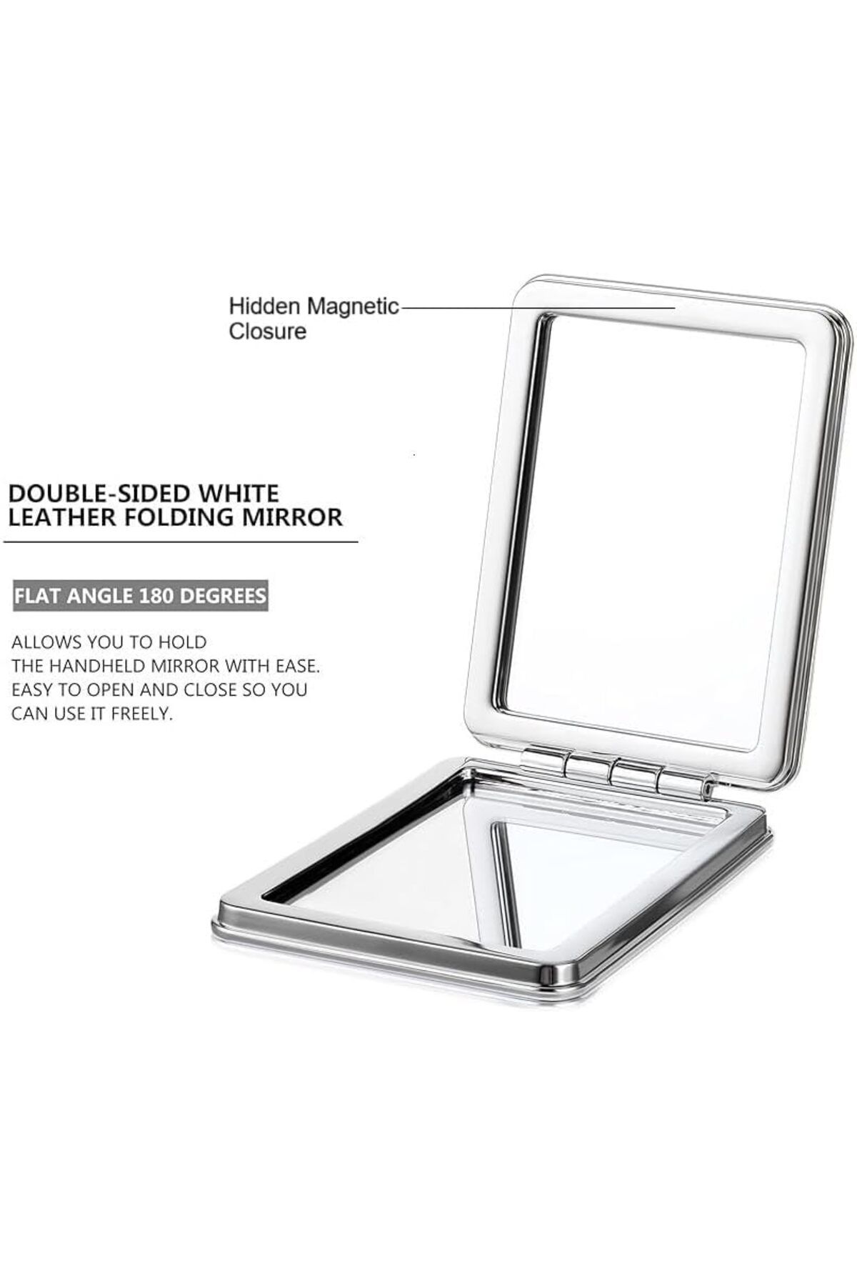 Other-Pocket Mirror Rectangular Small Double-Sided Foldable Handheld for Travel (White-Rectangular) 6