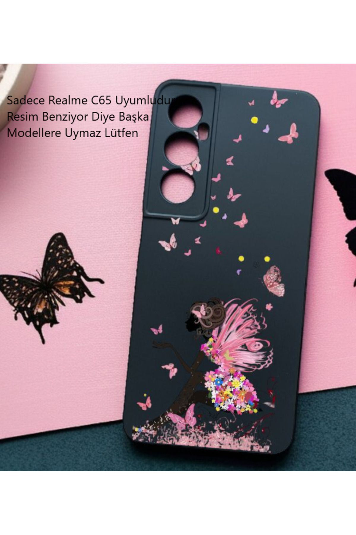 Kılıforyum Realme C65 Uyumlu Kılıf İçi Kadife Baskılı Kılıf