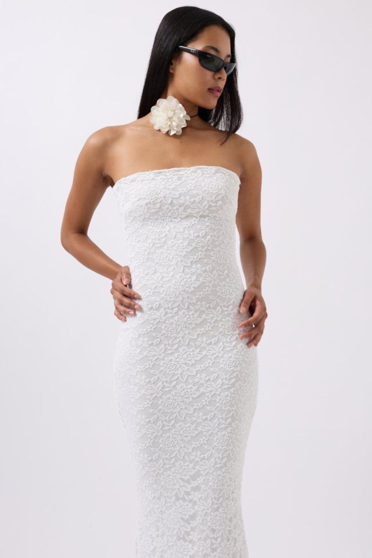 MRA Fashion Straplez Dantel Maxi Elbise