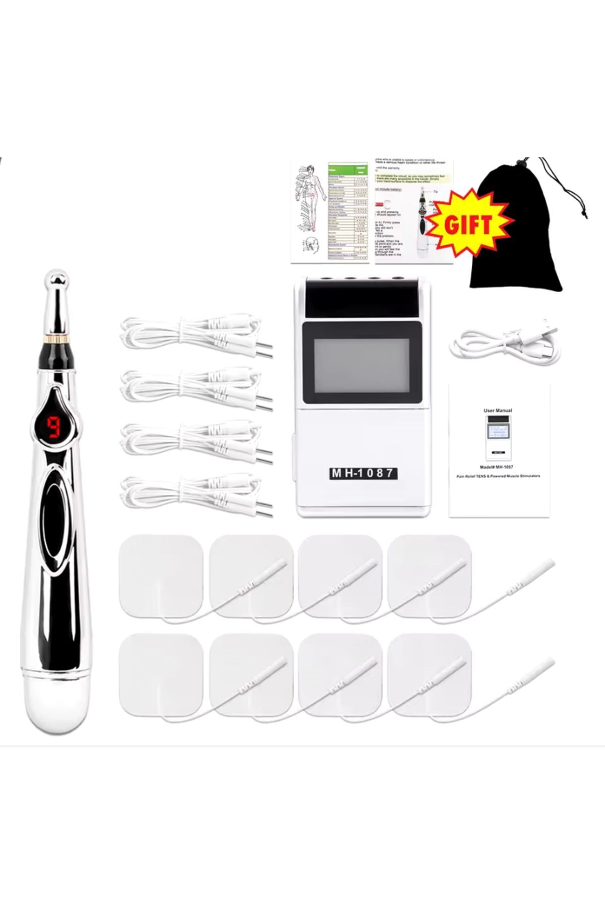 BGA Tens ems cihazı 4 çıkışlı 15 modlu 20 seviye fizyoterapi ağrı full set