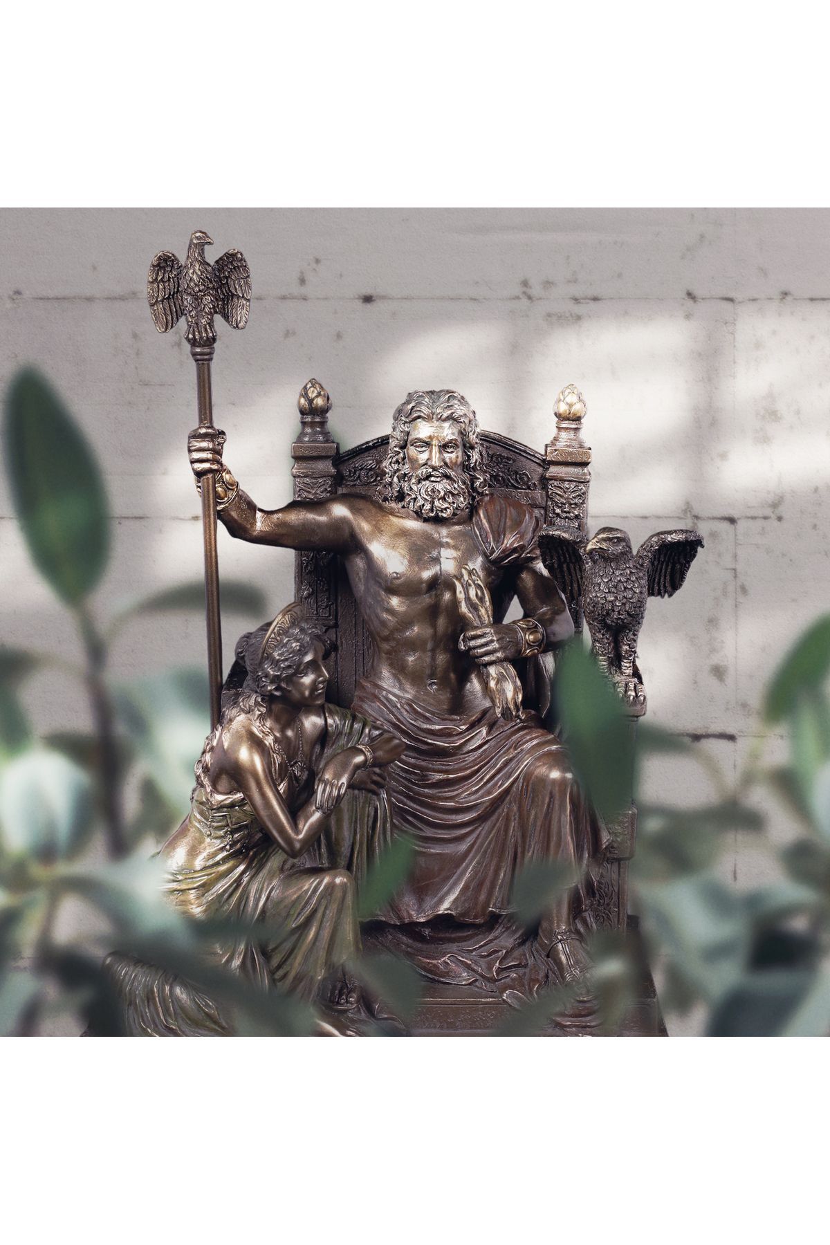 teknotrust Veronese Zeus ve Hera Figürü, Bronz El Boyaması, Dekoratif Heykel 21,5x15x28 cm