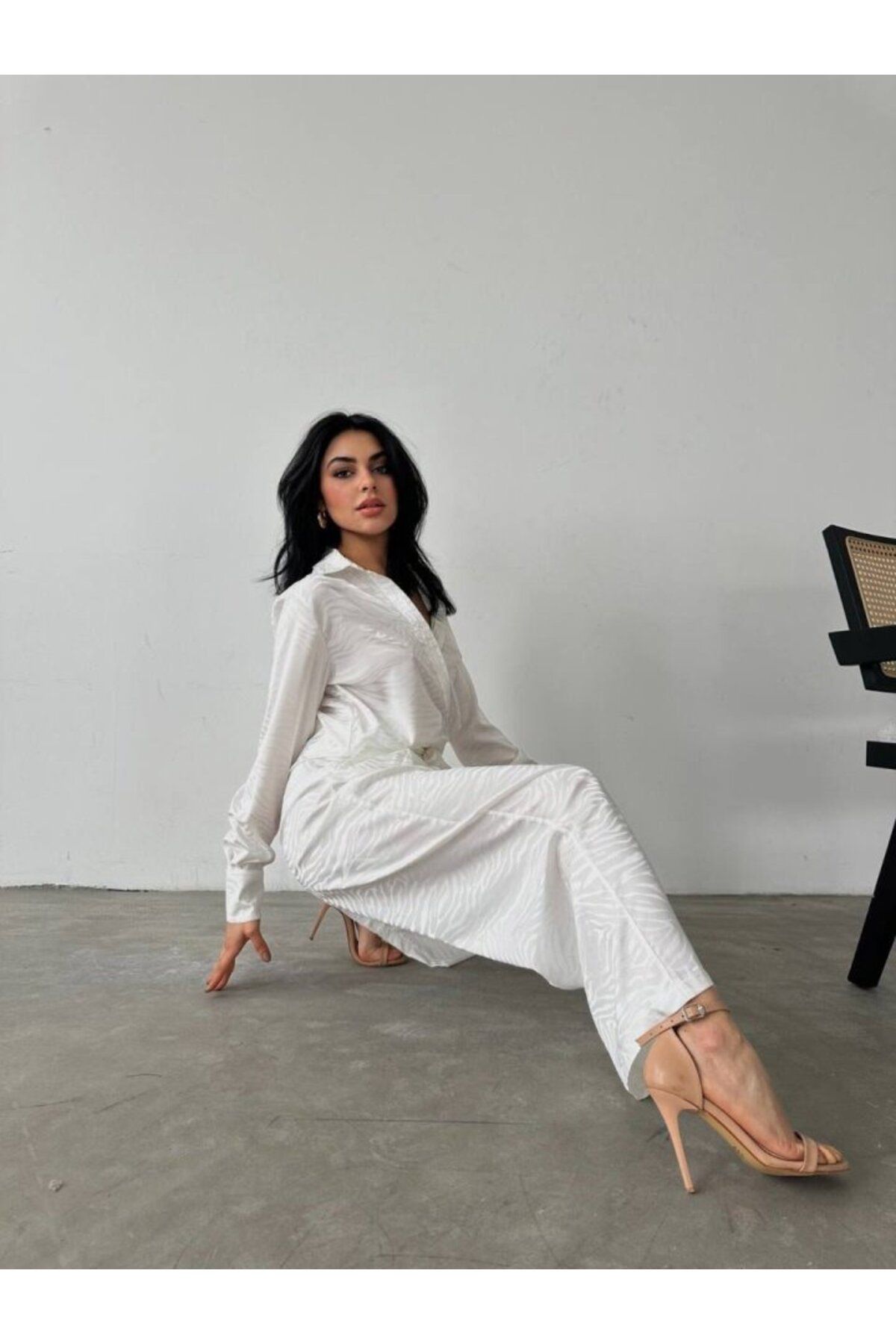 1001moda Gömlek & Pantolon Saten İkili Takım