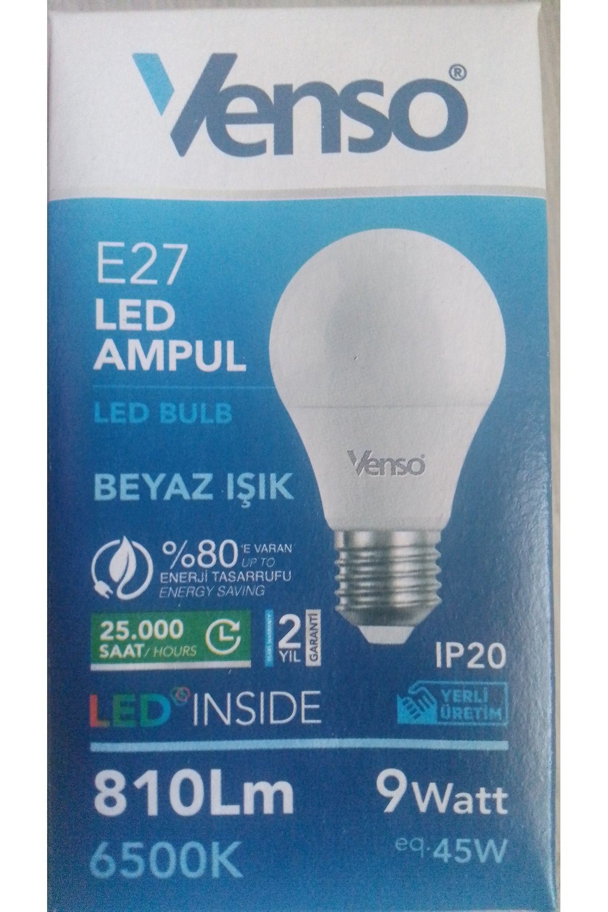 VENSO 9W LED AMPUL 10'LU PAKET BEYAZ IŞIK