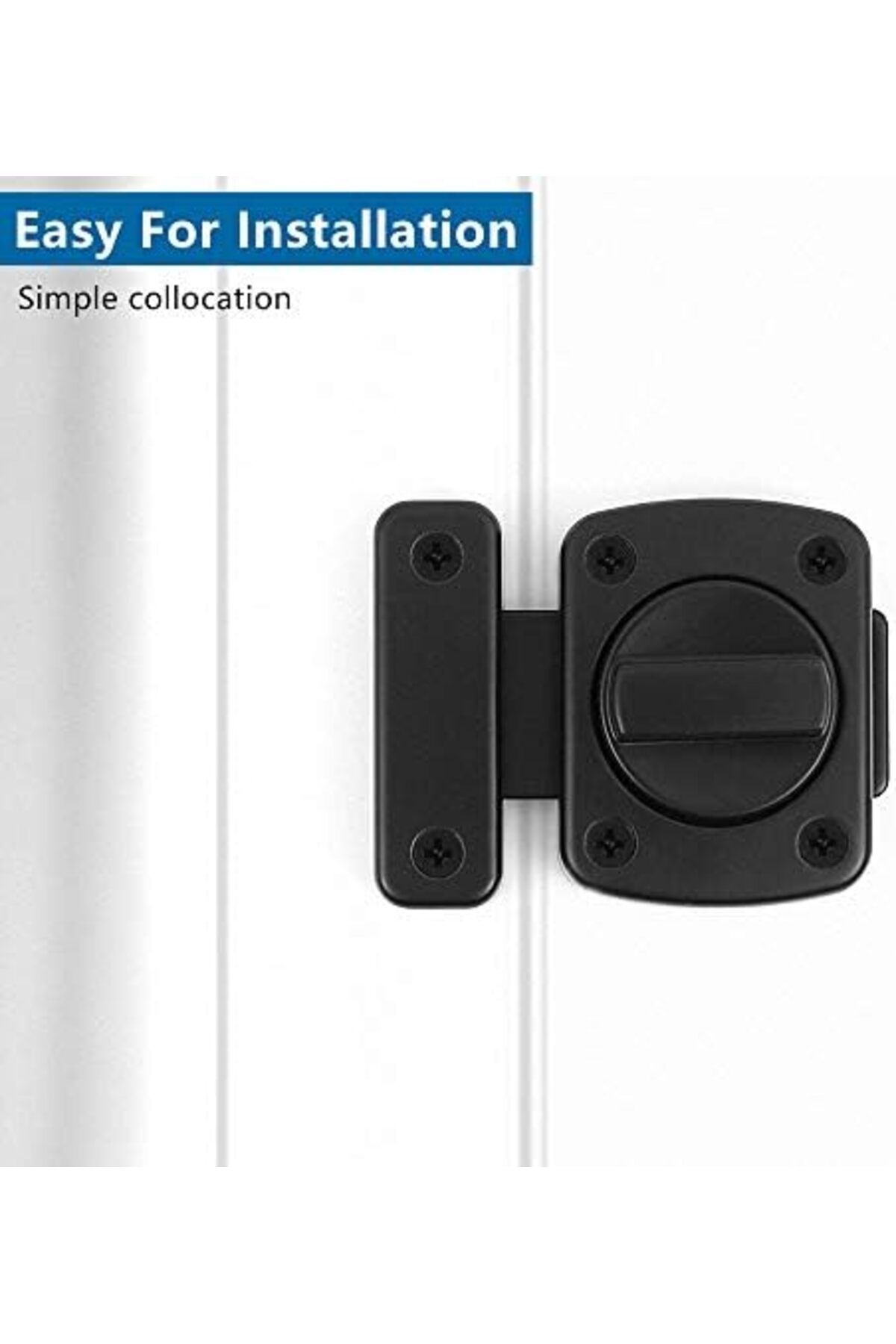 Generic-GZGXKJ Bathroom Latch Rotate Bolt Gate Latch Door Lock, Additional Fixed Anti-Theft Lock for Left an 3