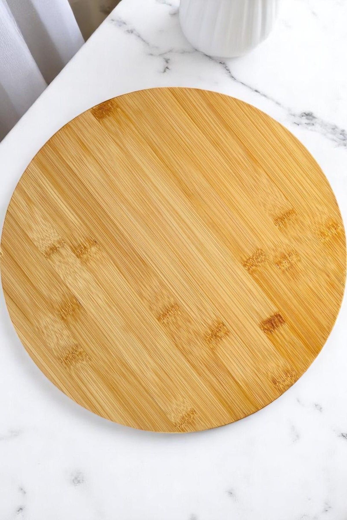 Mirilliahome Bambu 31 cm Dönerli Pizza Tahtası – Peynir & Kahvaltı Servis Sunum Tabağı