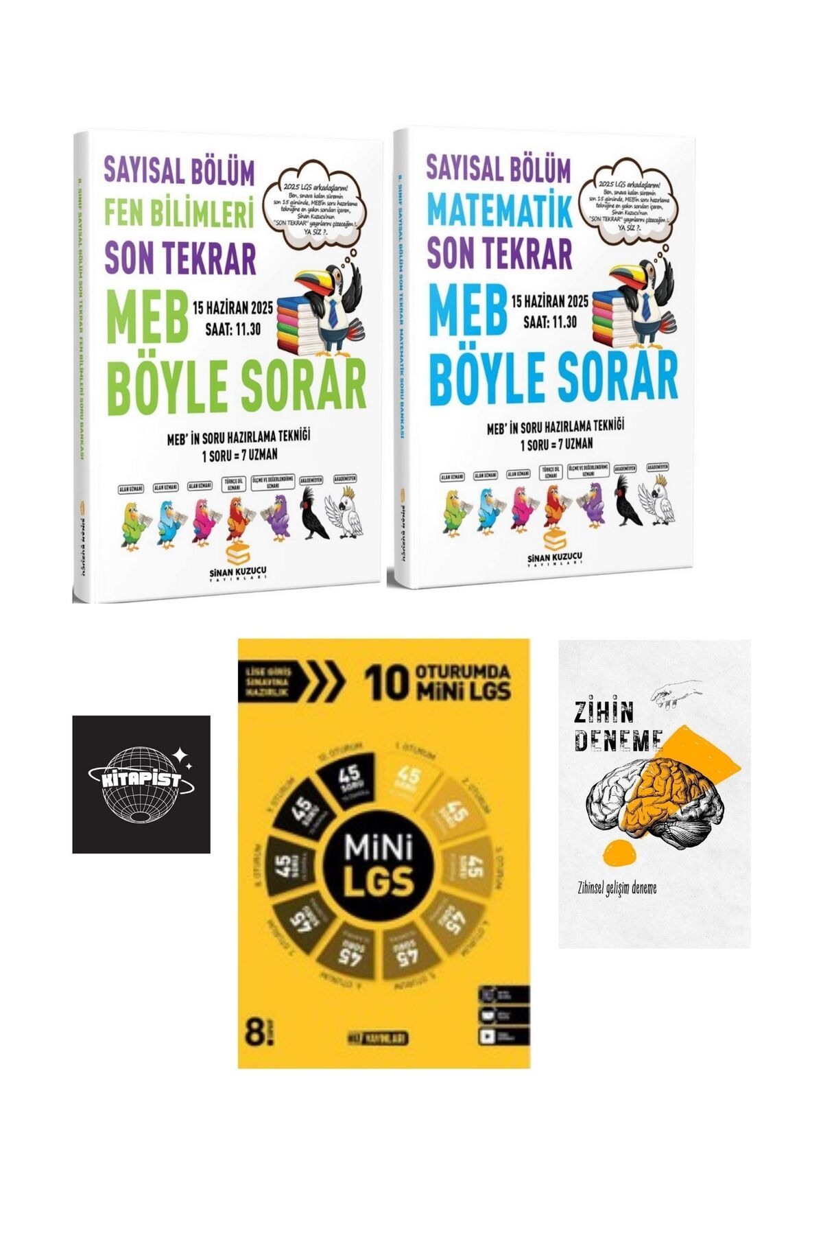 SİNAN KUZUCU YAYINLARI SİNAN KUZUCU LGS SAYISAL VE SÖZEL SON TKRAR DENEMELERİ+HIZ 10 OTURUM MİNİ LGS+ZİHİNDENEME+SK443